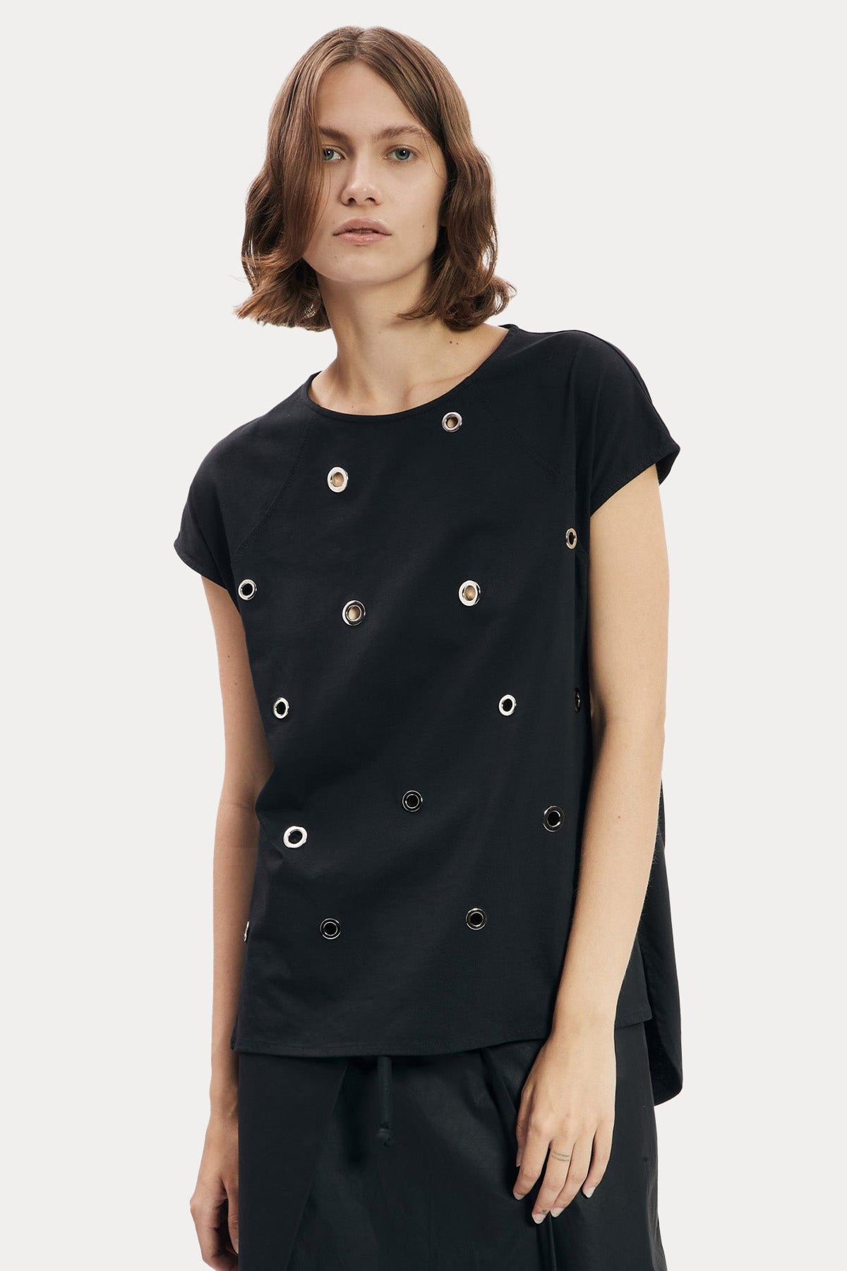 Ixos Yuvarlak Yaka Metal Halkalı Bluz