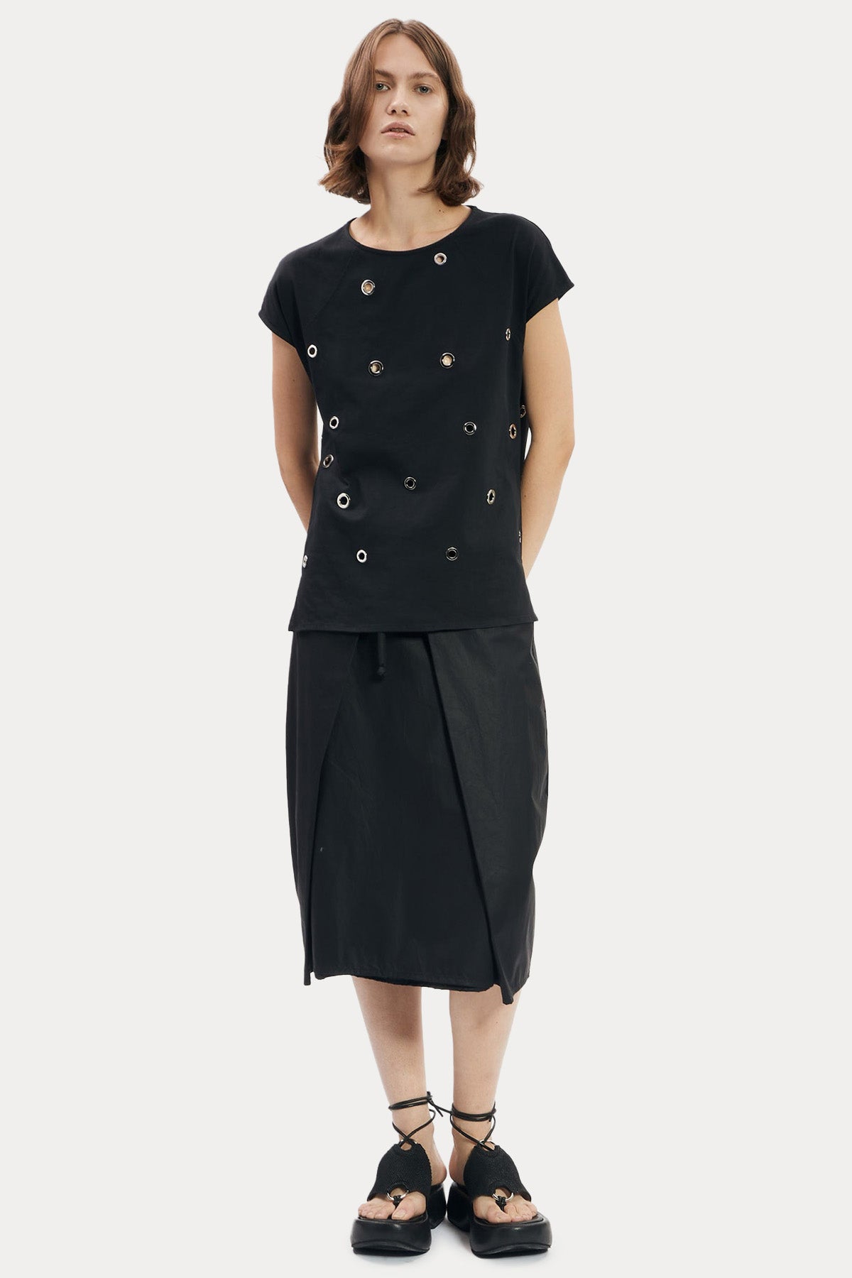 Ixos Yuvarlak Yaka Metal Halkalı Bluz