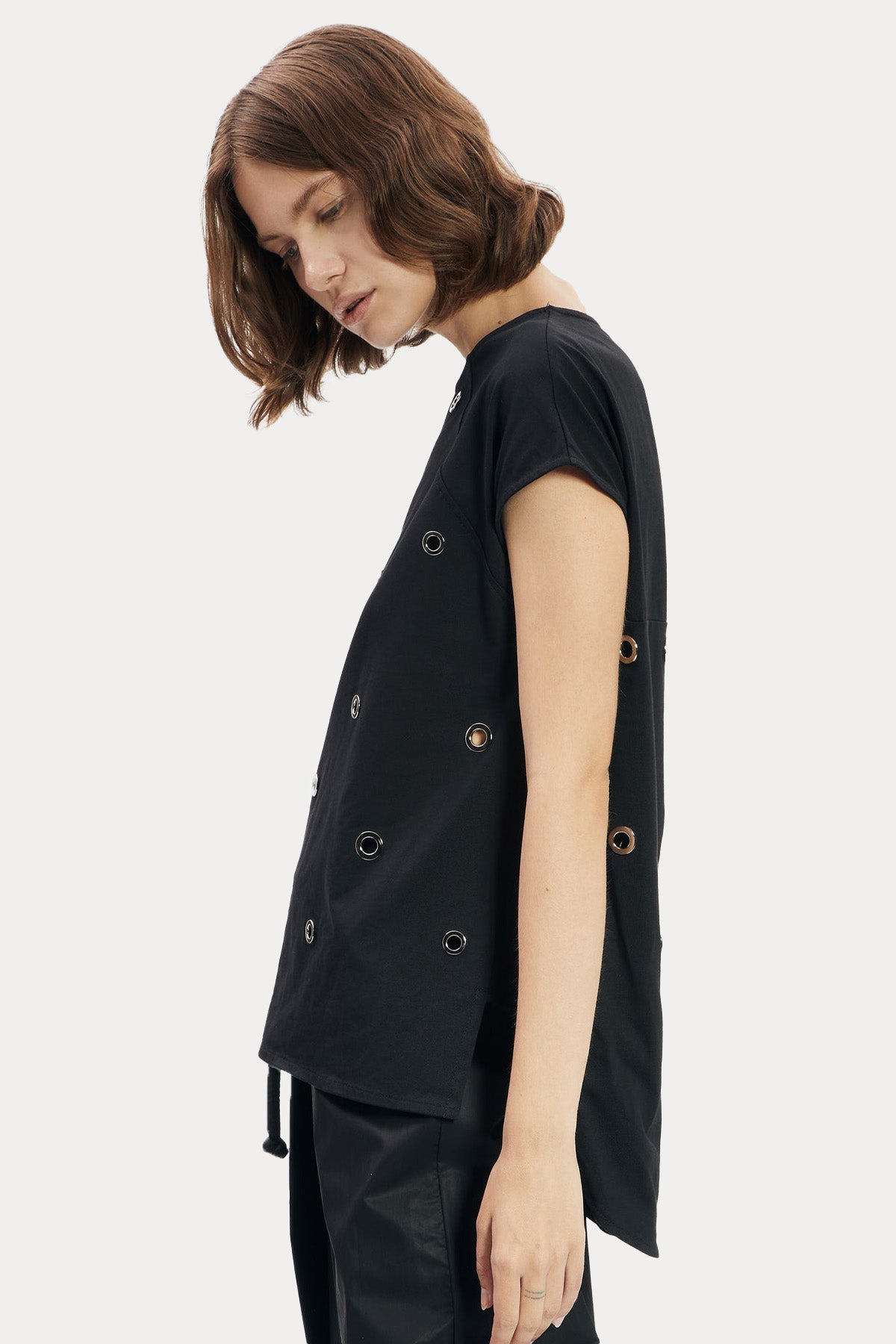 Ixos Yuvarlak Yaka Metal Halkalı Bluz