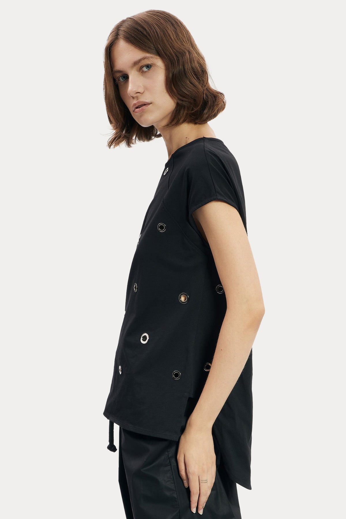 Ixos Yuvarlak Yaka Metal Halkalı Bluz