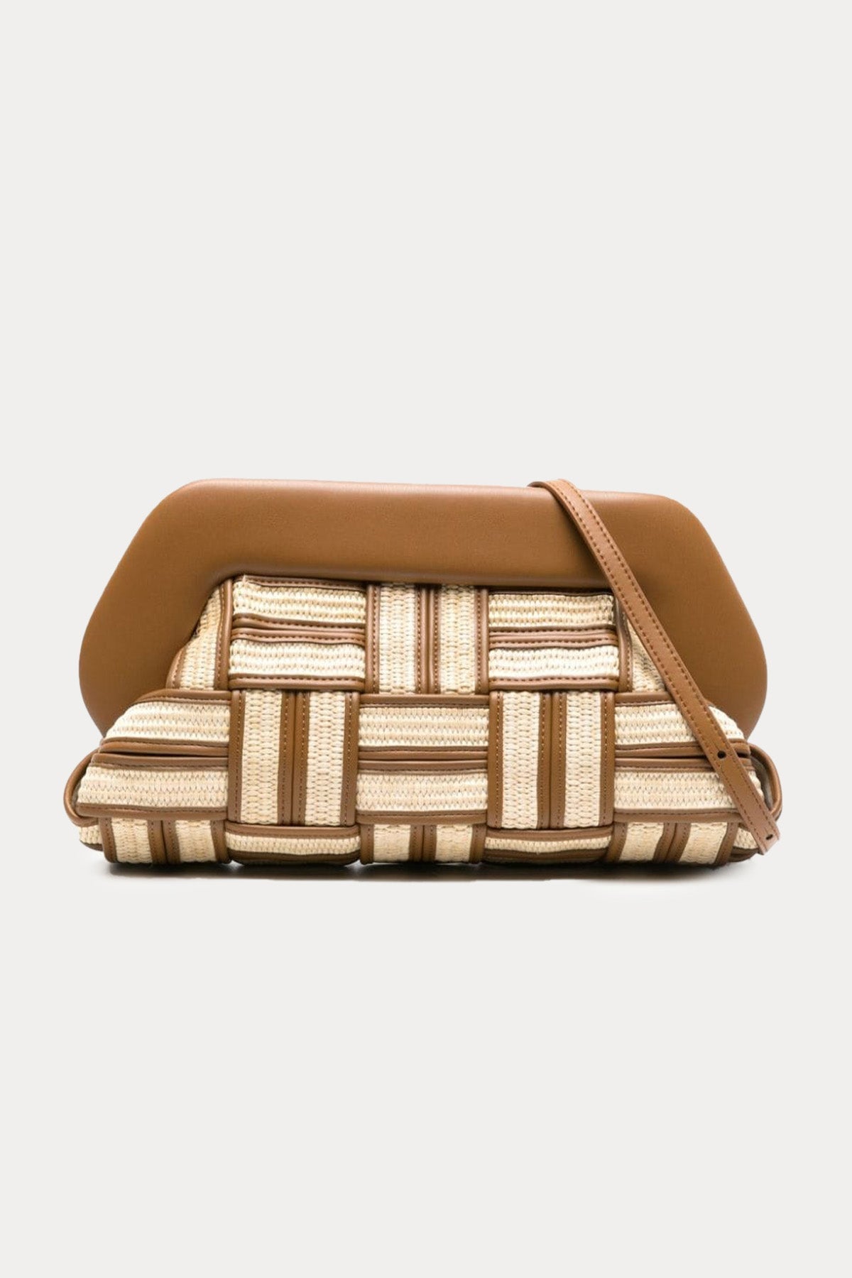 Themoire Deri Detaylı Small Hasır Örgü Omuz Çantası