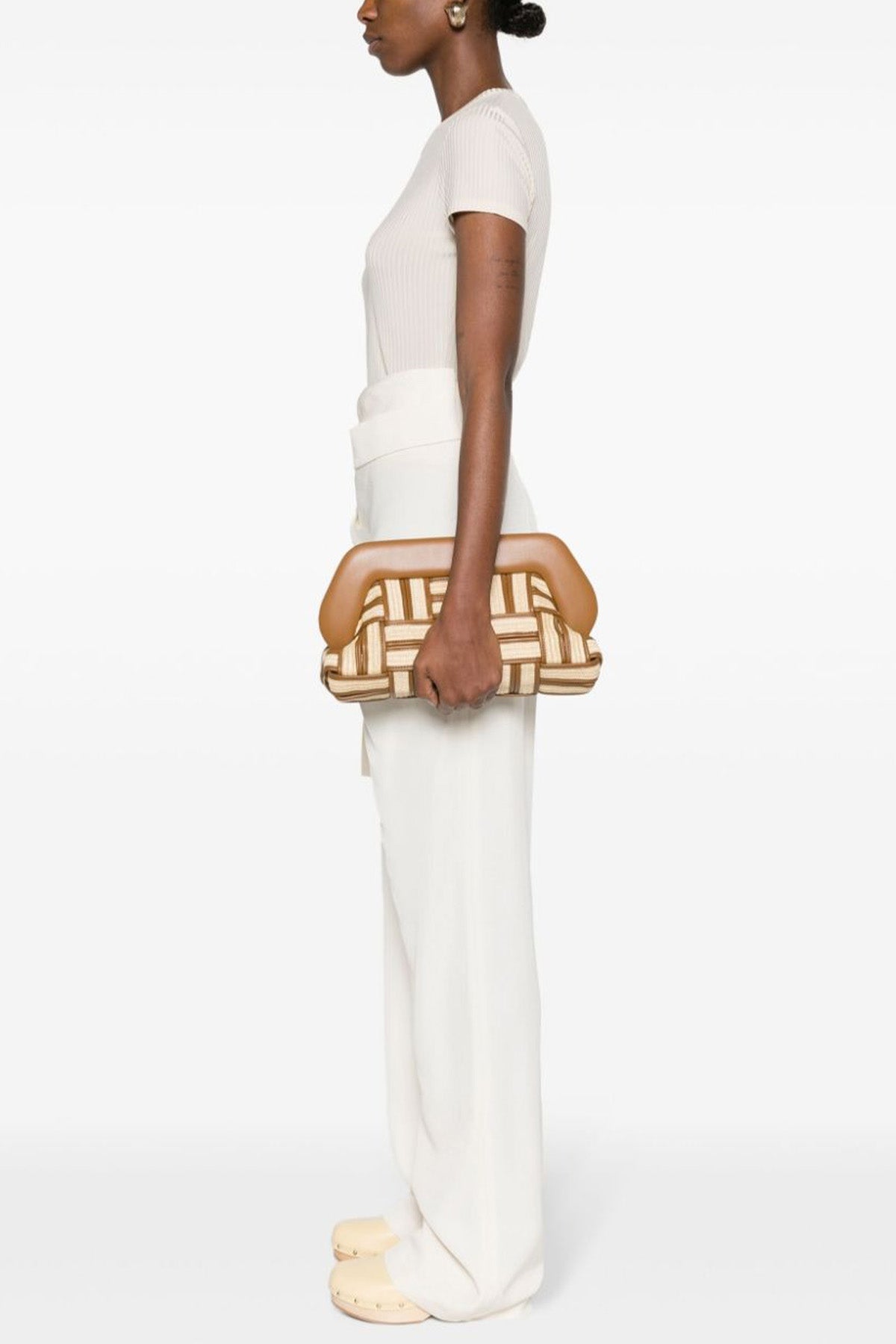 Themoire Deri Detaylı Small Hasır Örgü Omuz Çantası