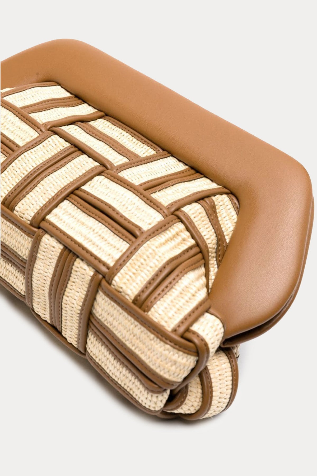 Themoire Deri Detaylı Small Hasır Örgü Omuz Çantası