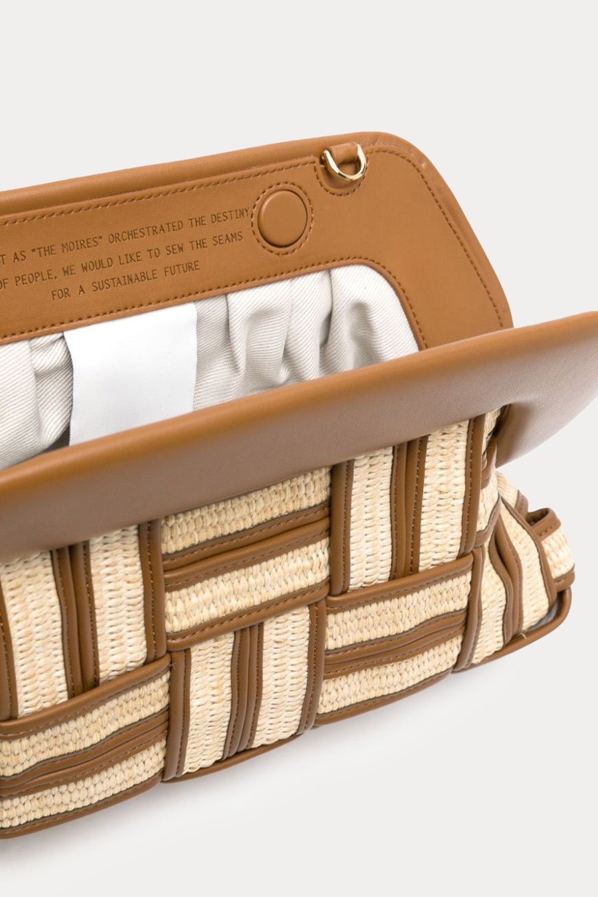 Themoire Deri Detaylı Small Hasır Örgü Omuz Çantası