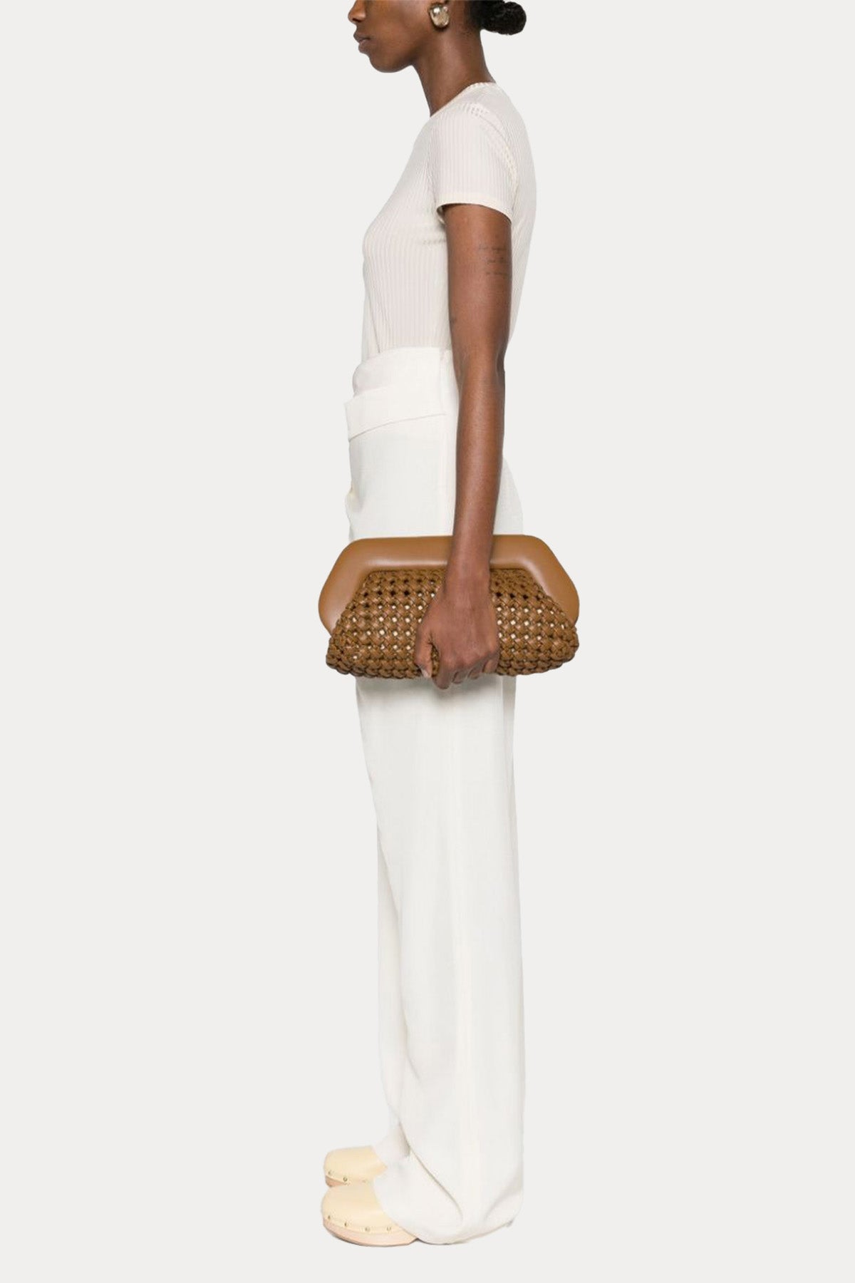 Themoire Örgü Deri Omuz Çantası