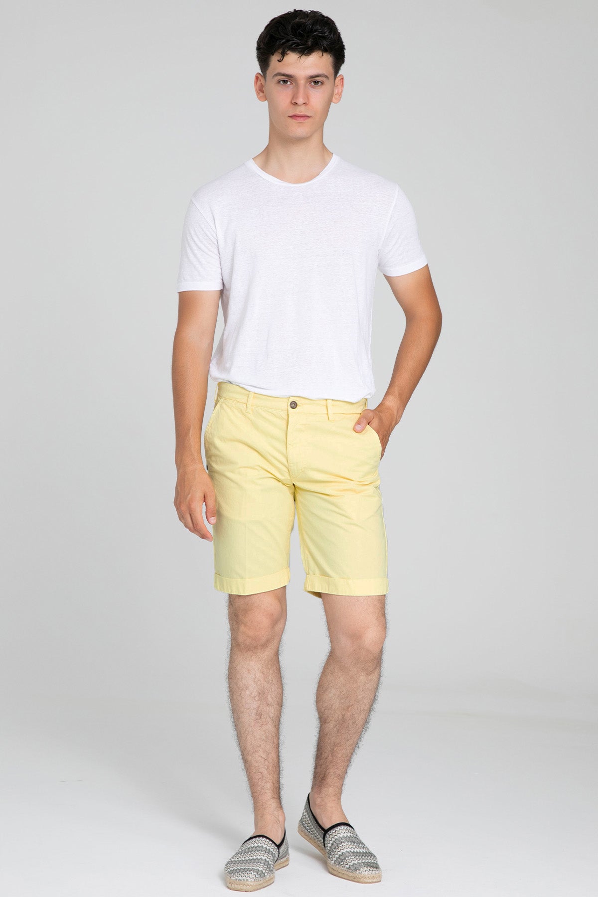 40 Weft Sergentbe Yandan Cepli Şort