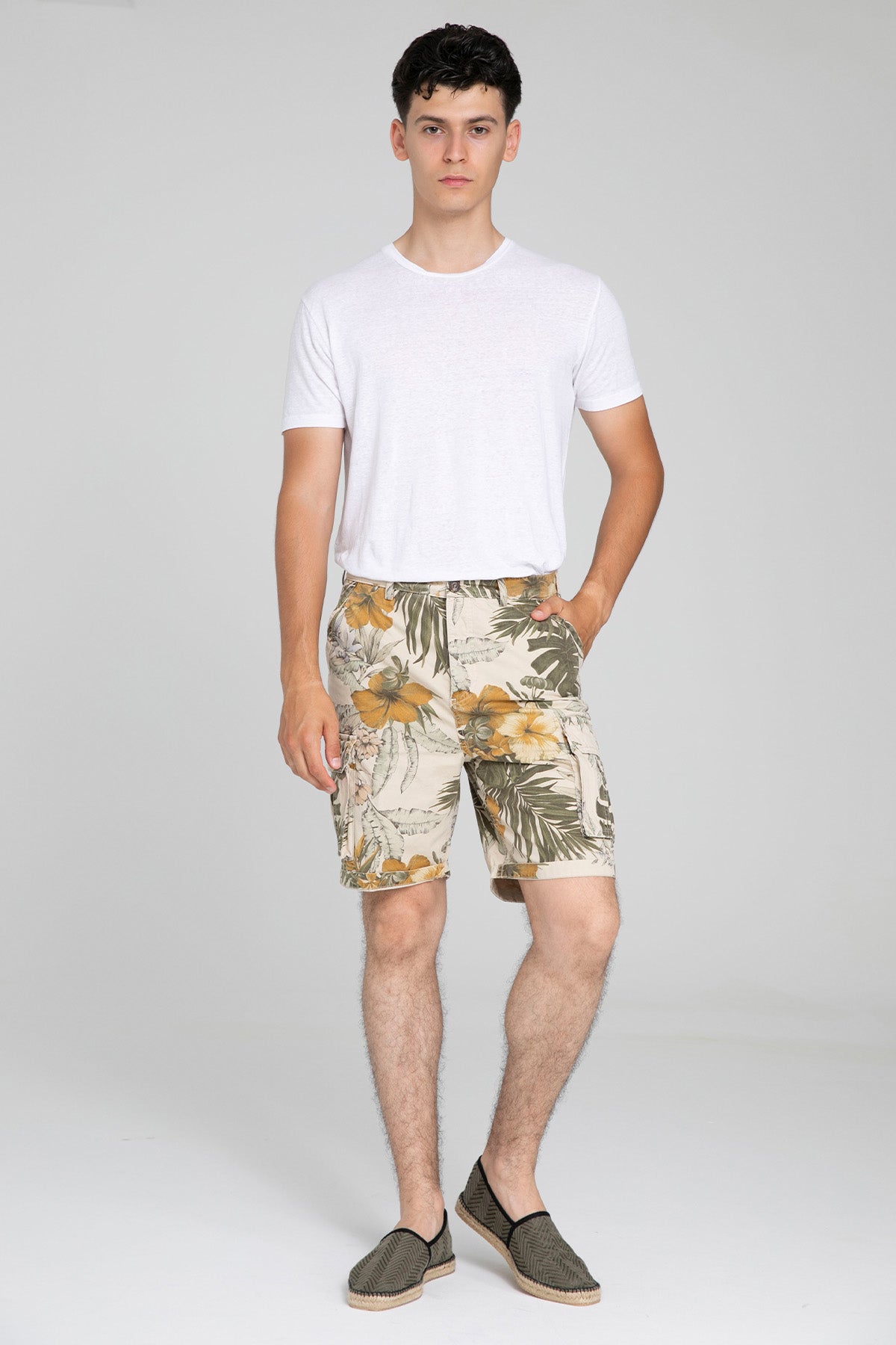 40 Weft Spy Yandan Cepli Desenli Şort