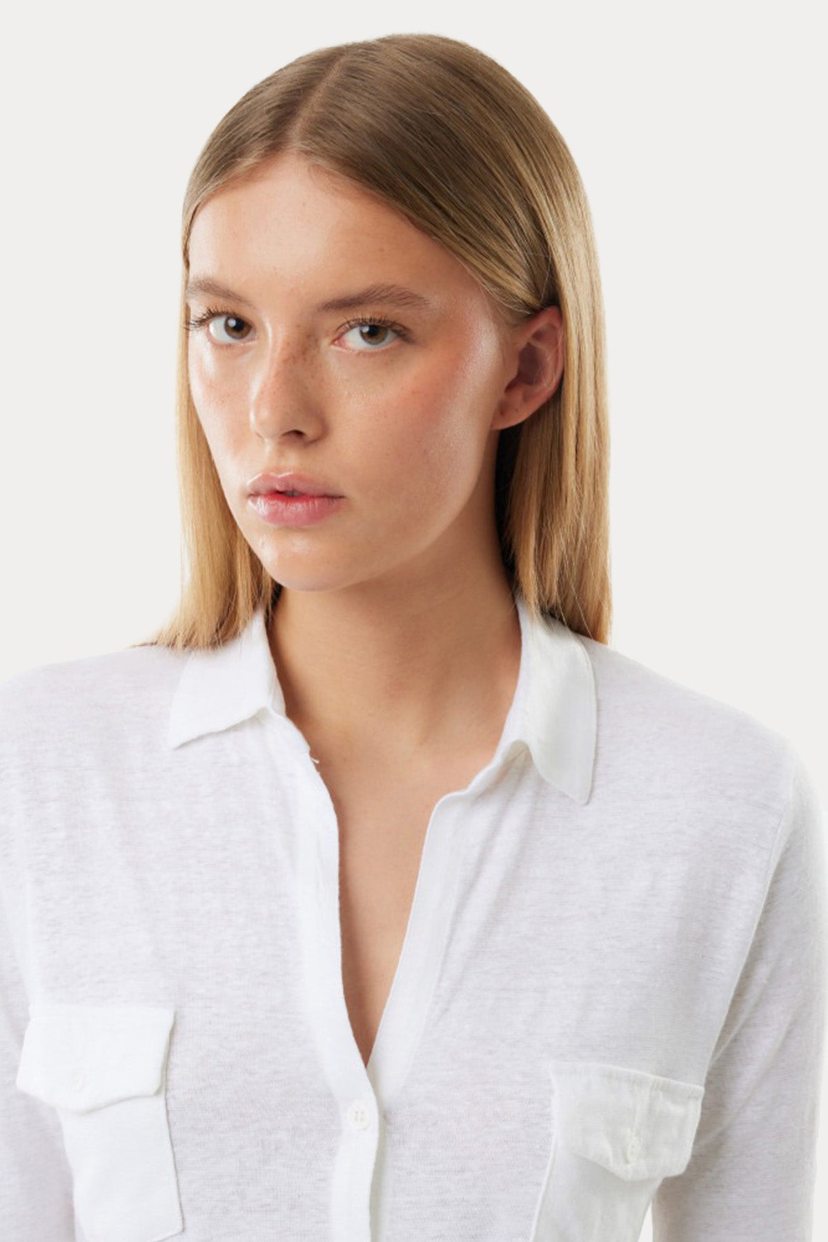 Majestic Lydia Cepli Streç Keten Gömlek