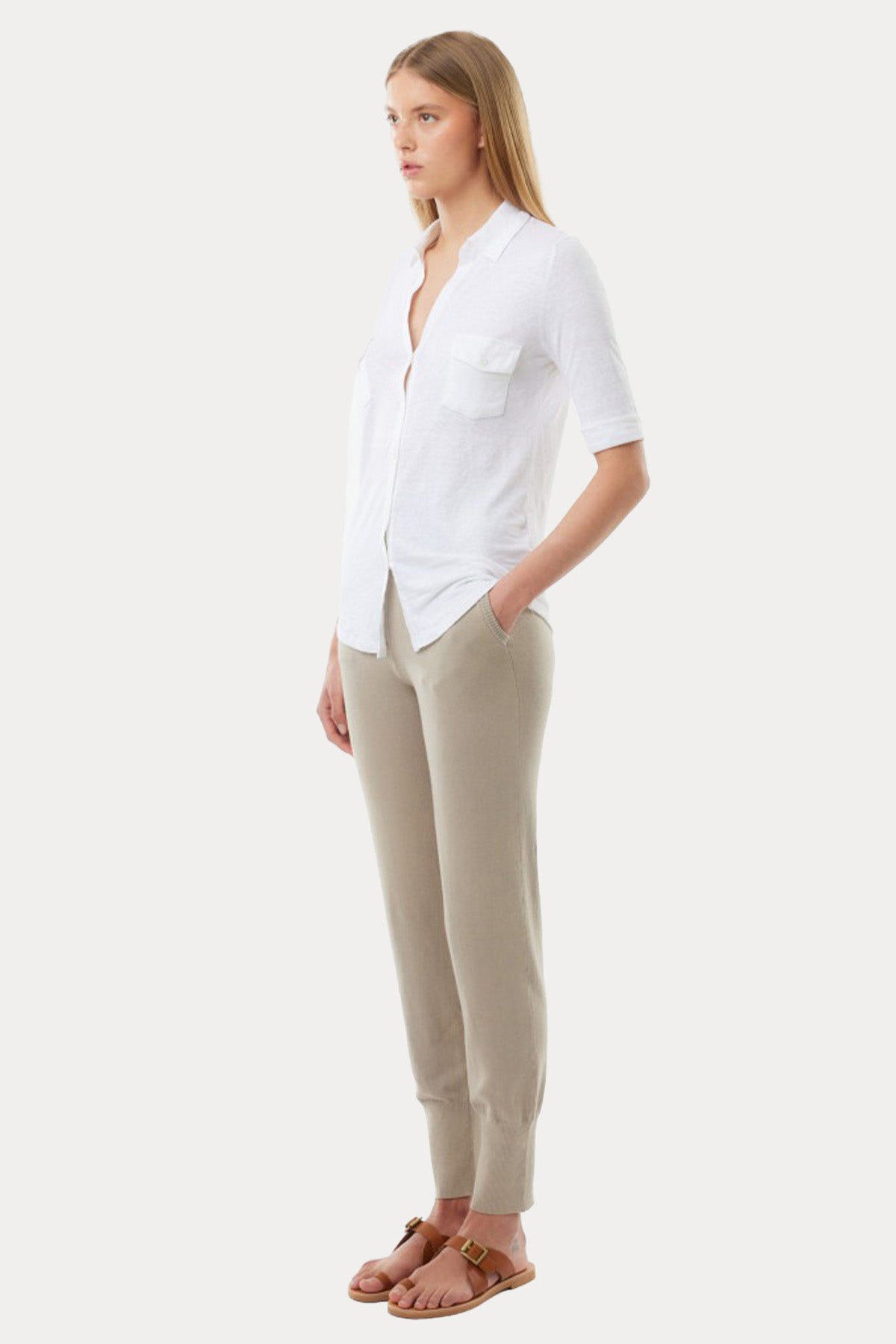 Majestic Lydia Cepli Streç Keten Gömlek