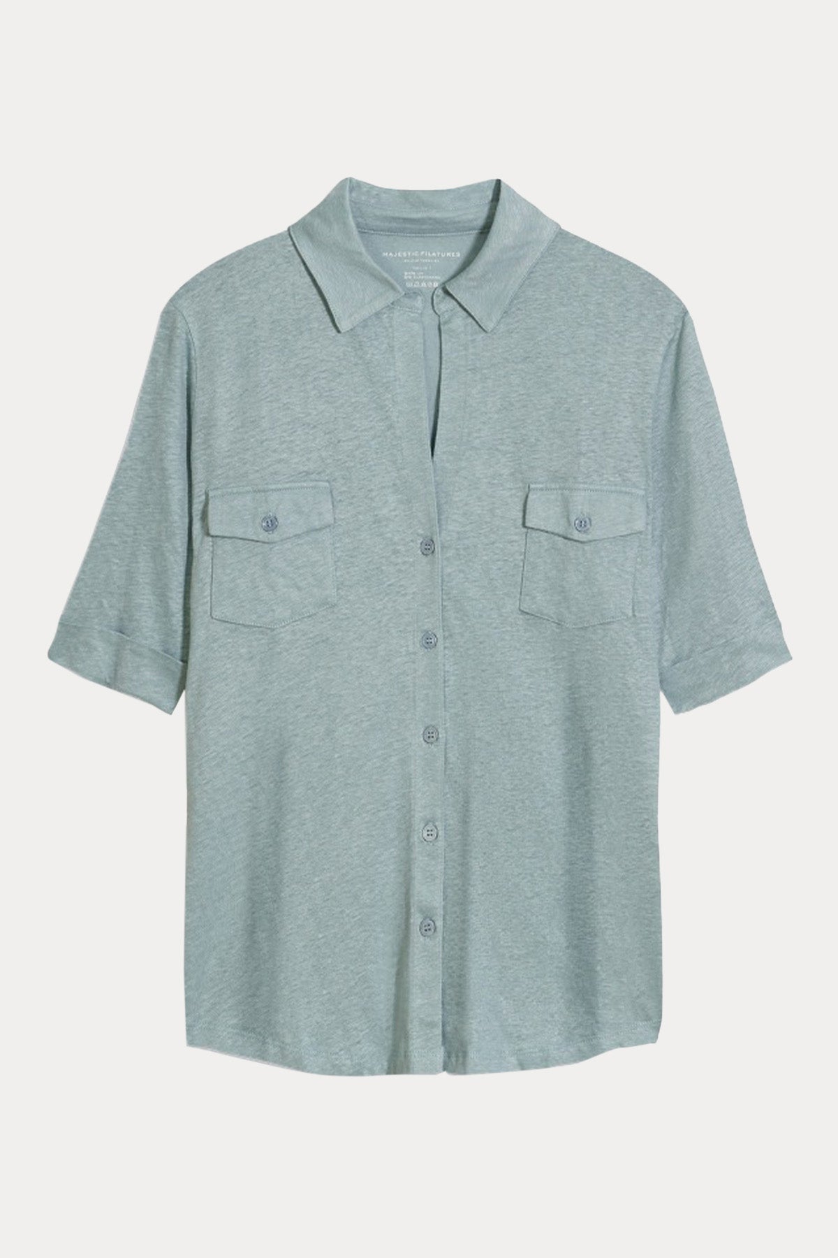 Majestic Lydia Cepli Streç Keten Gömlek