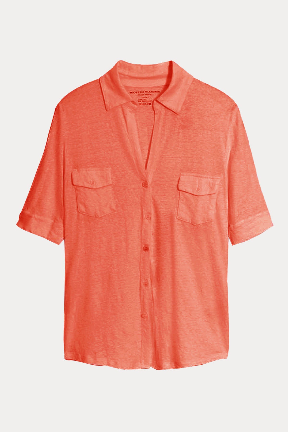 Majestic Lydia Cepli Streç Keten Gömlek