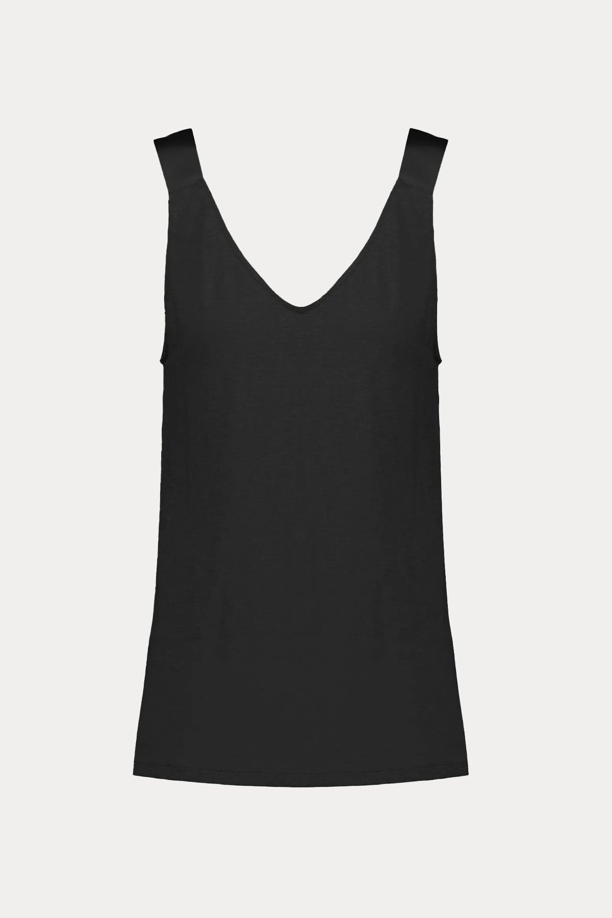 Majestic V Yaka Askılı Streç Keten Bluz