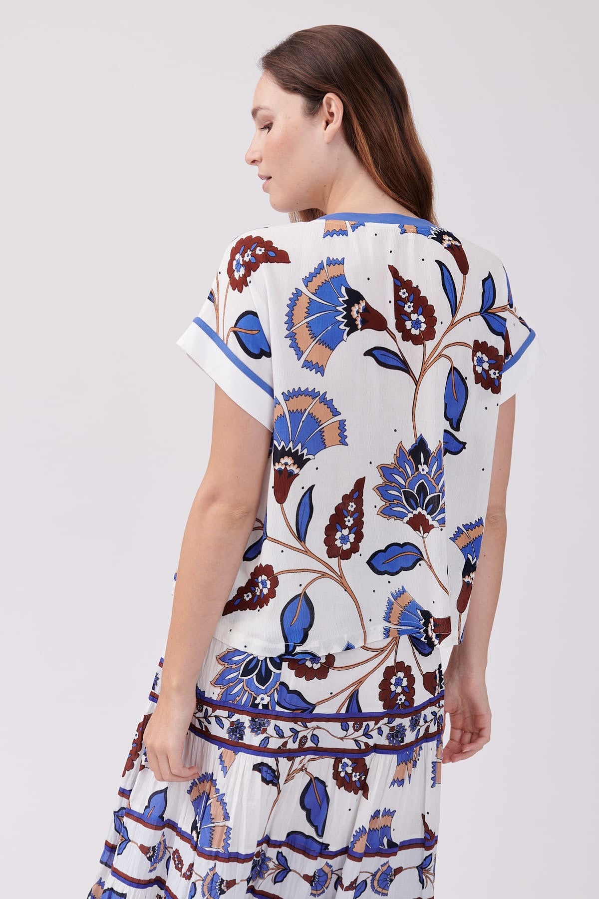 Rene Derhy Yuvarlak Yaka Etnik Desenli T-shirt