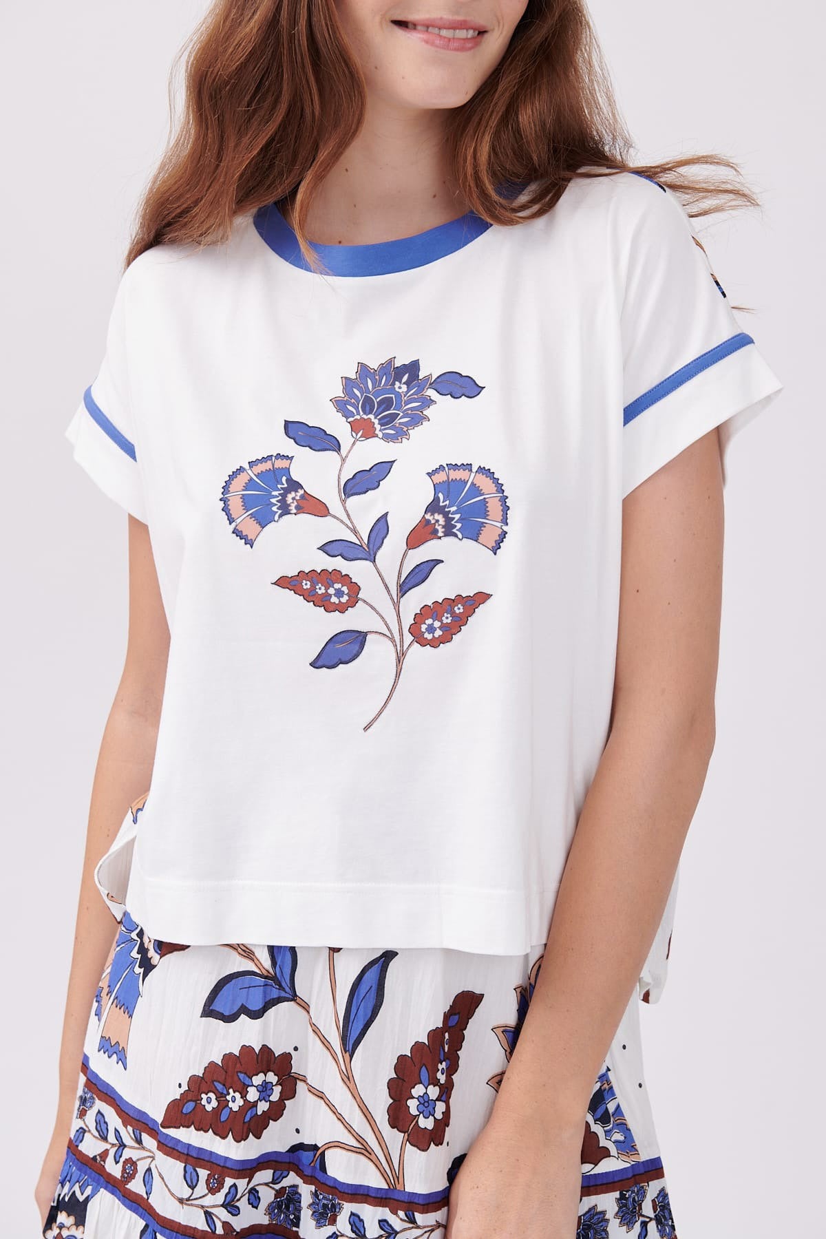 Rene Derhy Yuvarlak Yaka Etnik Desenli T-shirt