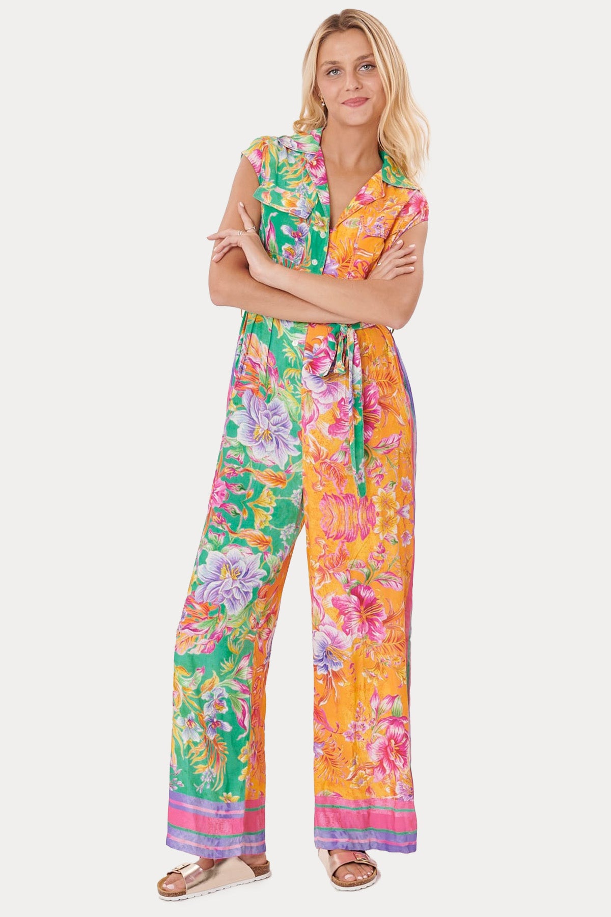 Rene Derhy Çiçek Desenli Kemerli Tulum