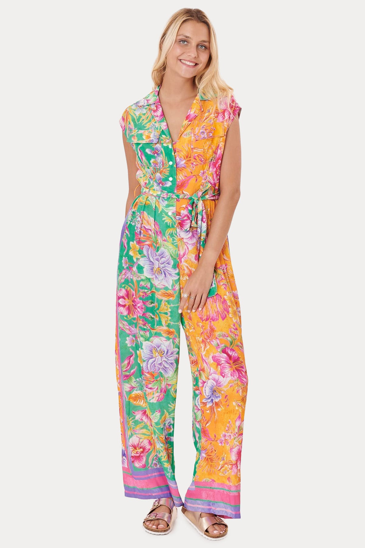 Rene Derhy Çiçek Desenli Kemerli Tulum