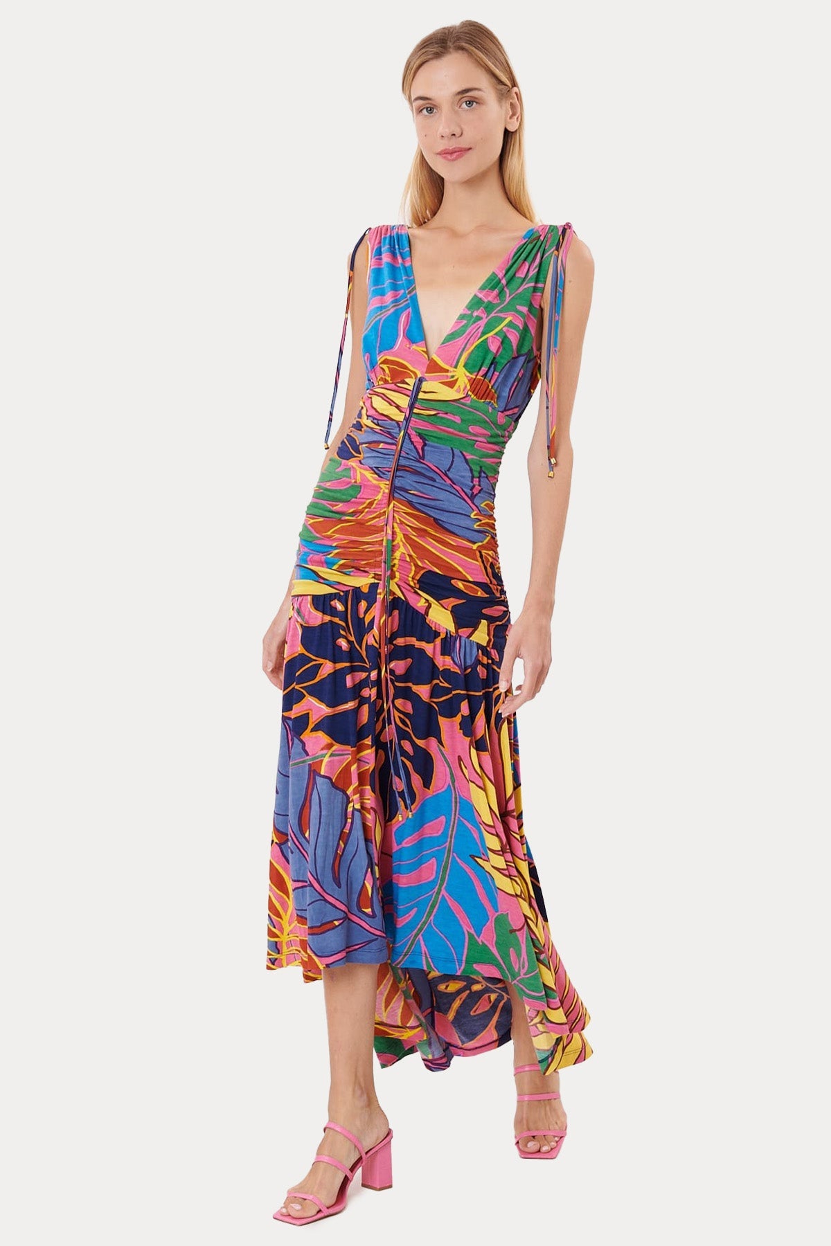 Rene Derhy Derin V Yaka Desenli Maxi Elbise