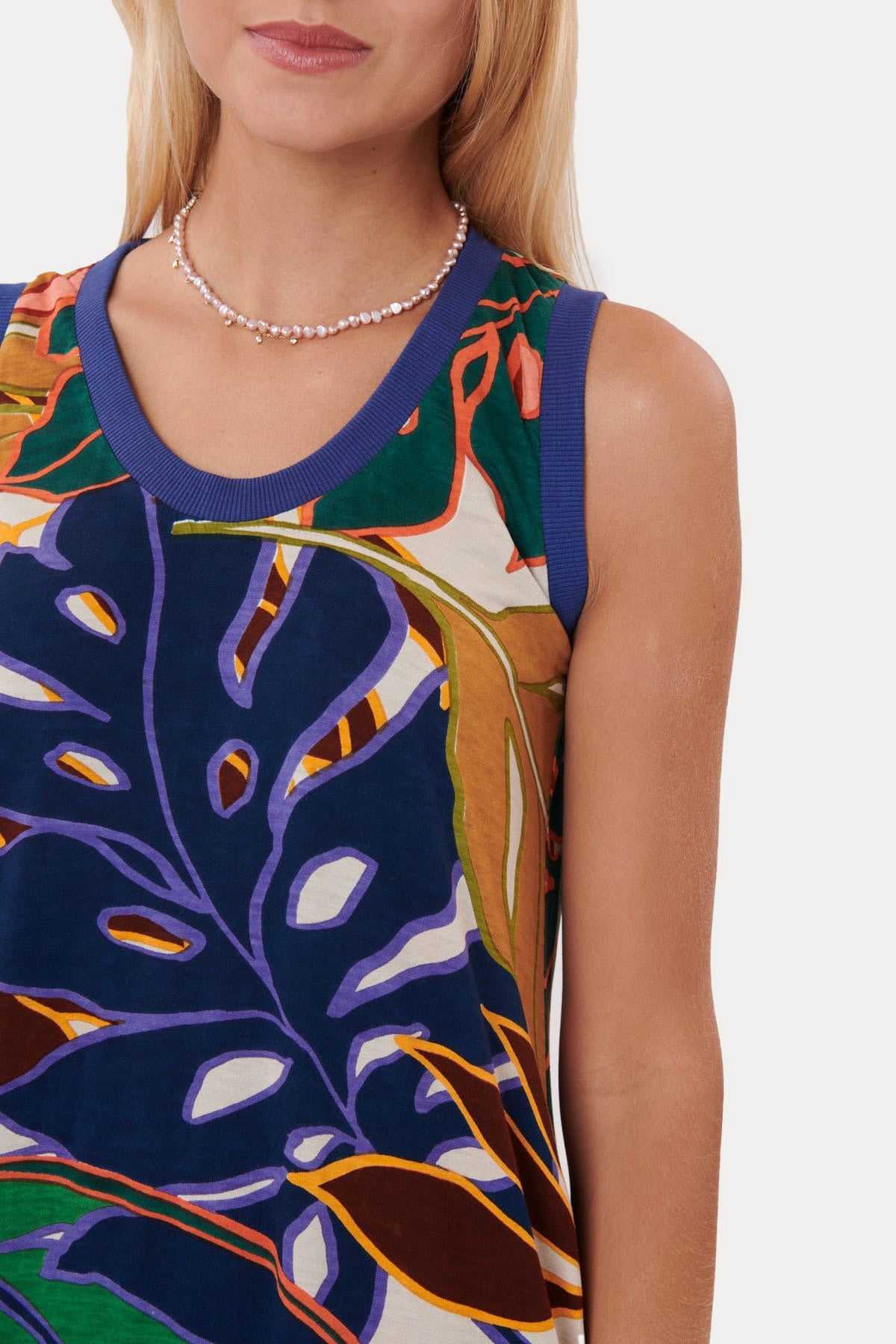 Rene Derhy Yuvarlak Yaka Desenli Midi Elbise