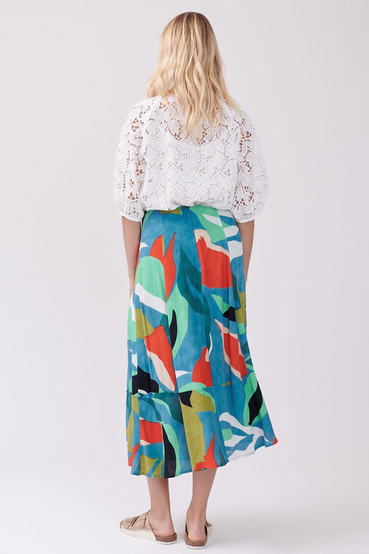 Rene Derhy Yırtmaçlı Desenli Midi Etek