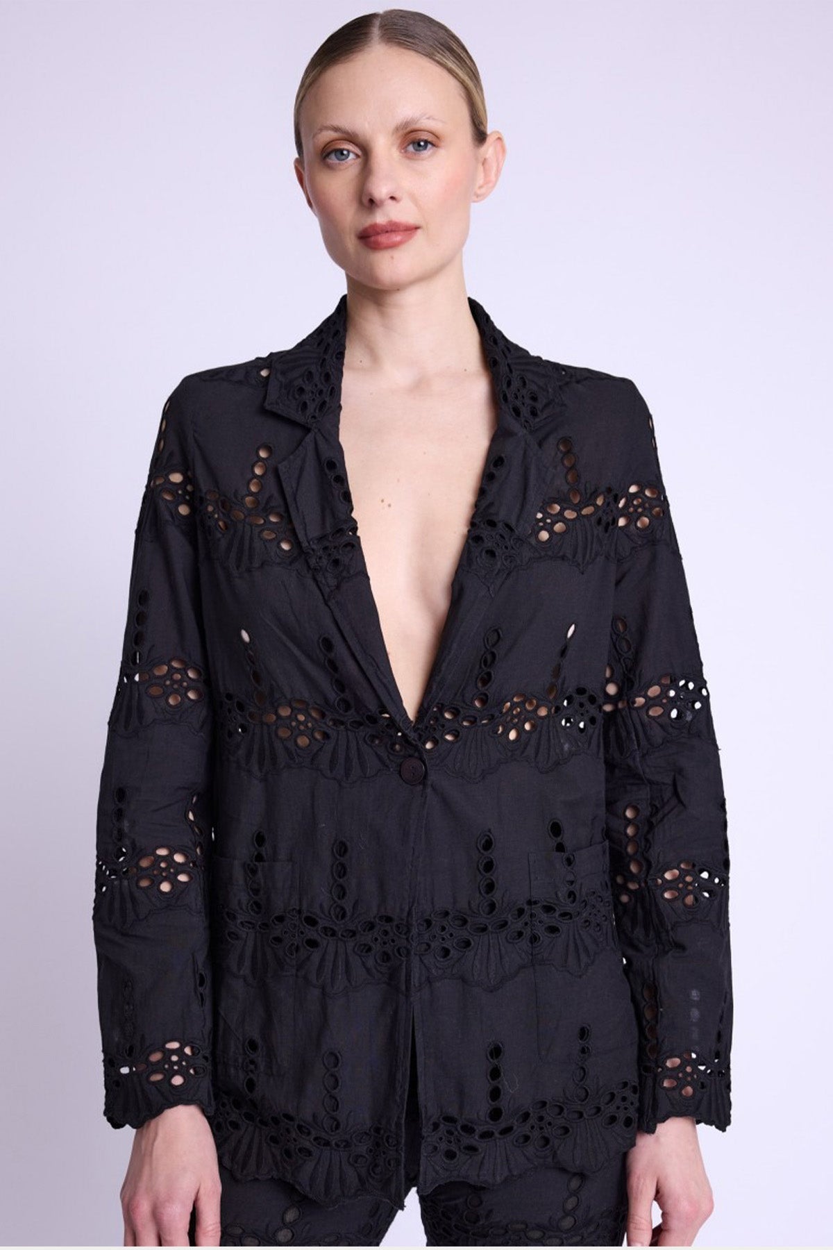 Berenice Vizena Dantel Nakışlı Blazer Ceket-Ceket-Libas