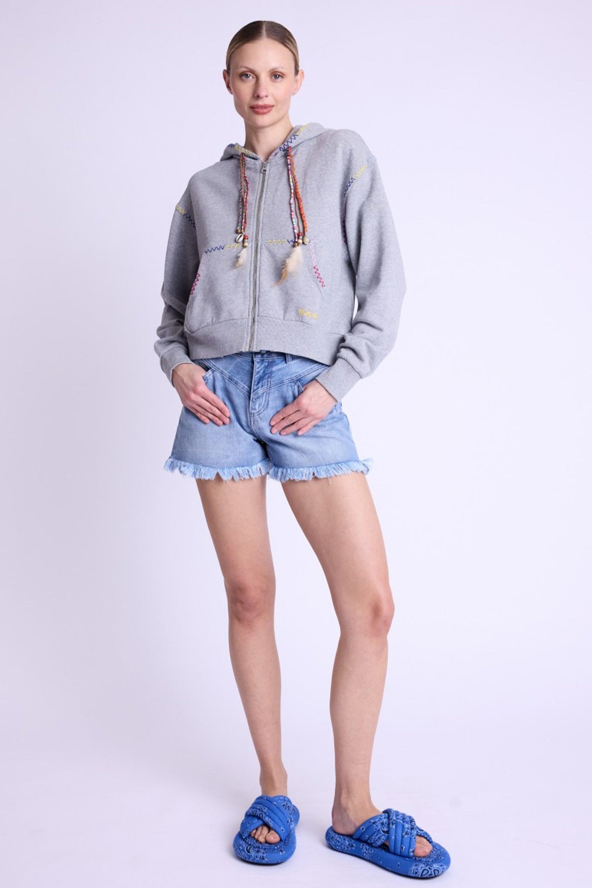Berenice Diego Kanat Desenli Kapüşonlu Sweatshirt Ceket-Ceket-Libas