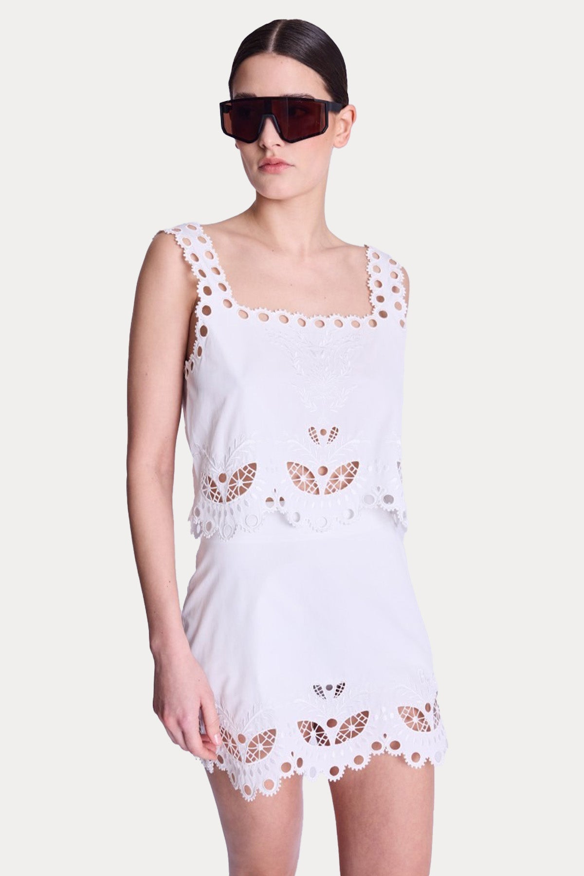 Berenice Tylda Dantel Nakışlı Crop Bluz