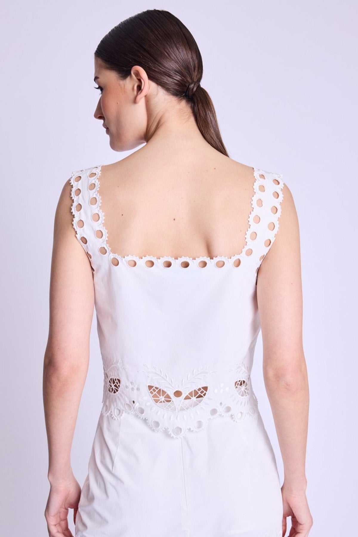 Berenice Tylda Dantel Nakışlı Crop Bluz