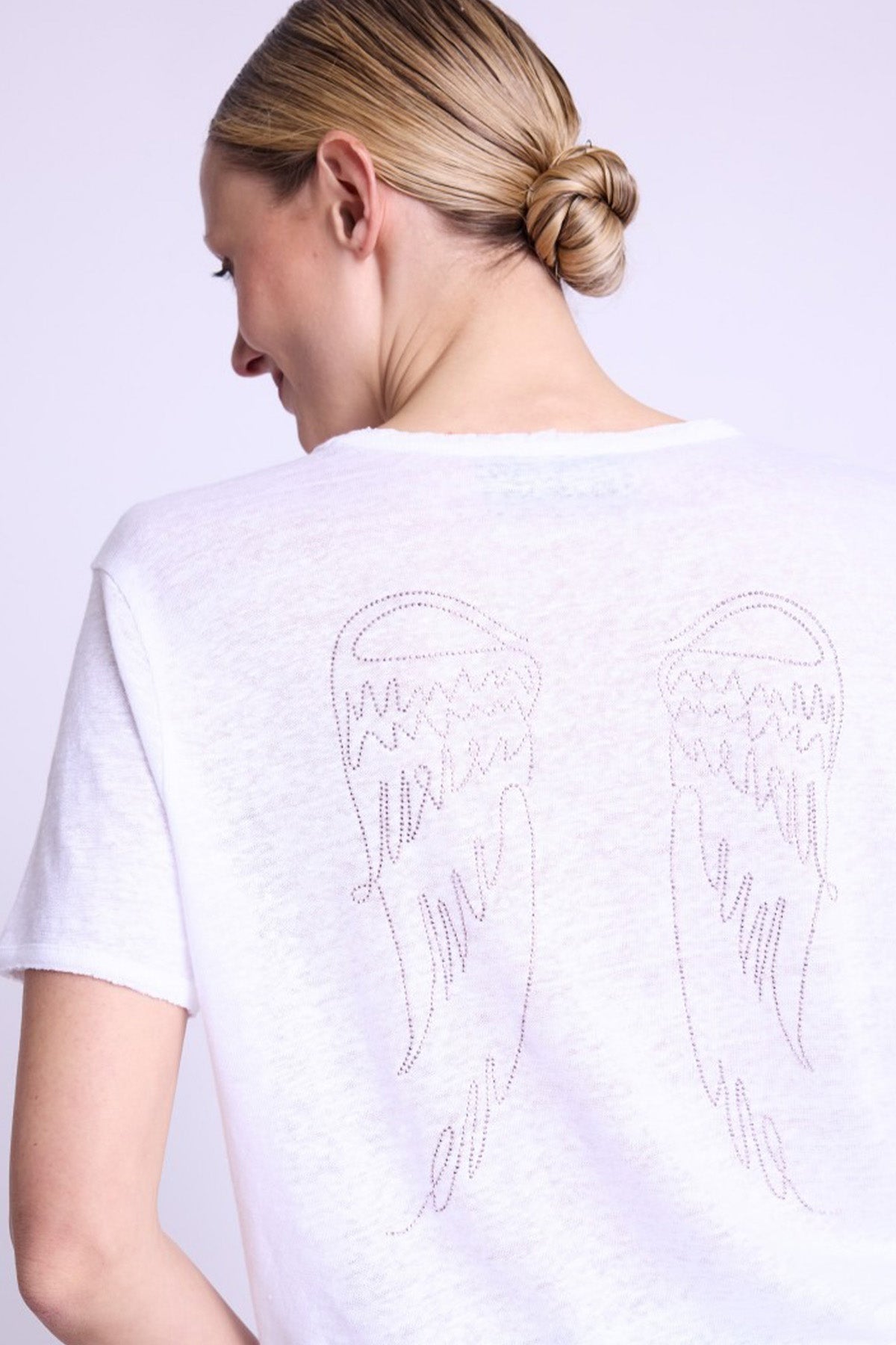 Berenice Emmaailes Regular Fit Kanat Desenli Keten T-shirt