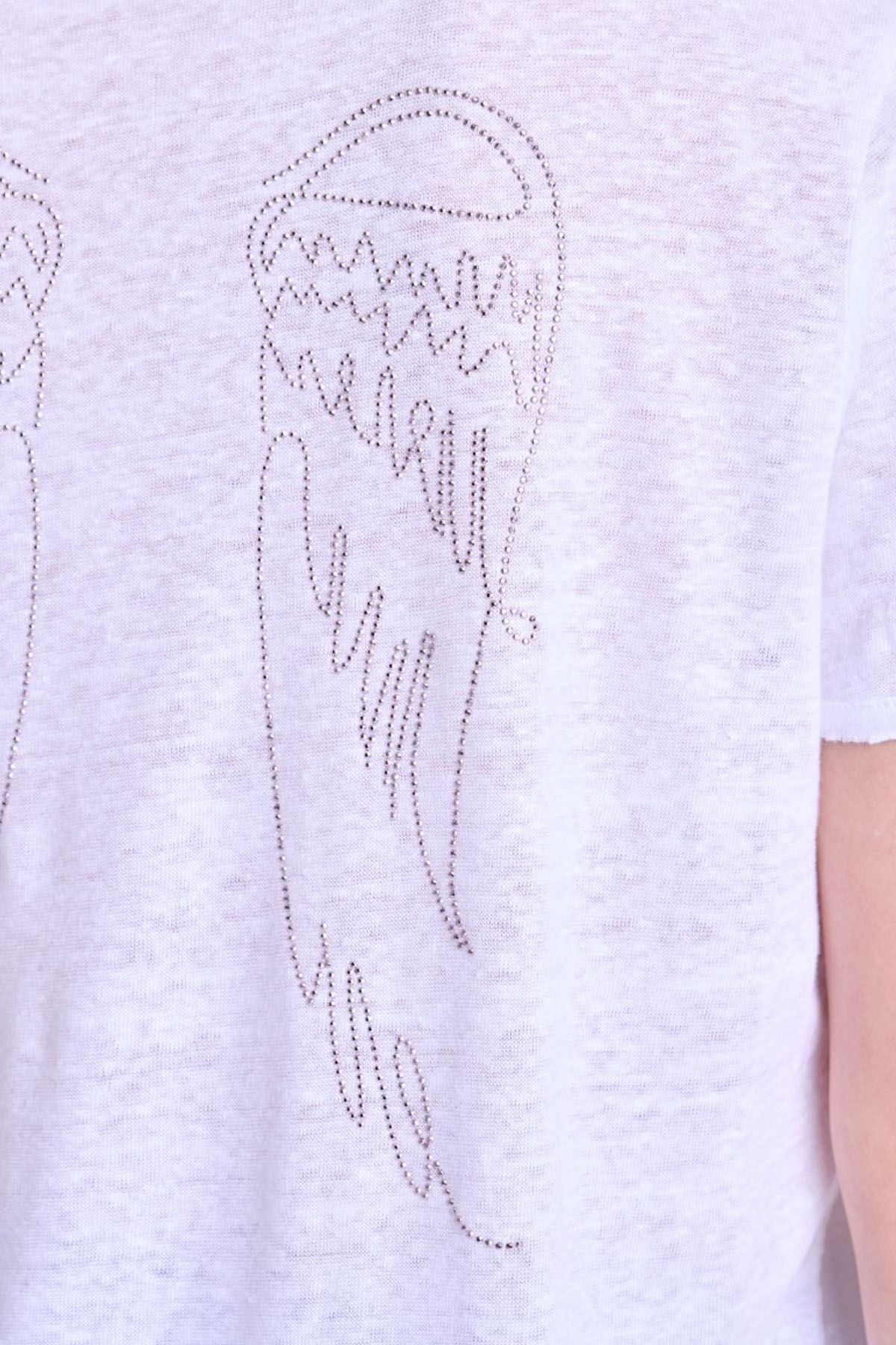 Berenice Emmaailes Regular Fit Kanat Desenli Keten T-shirt