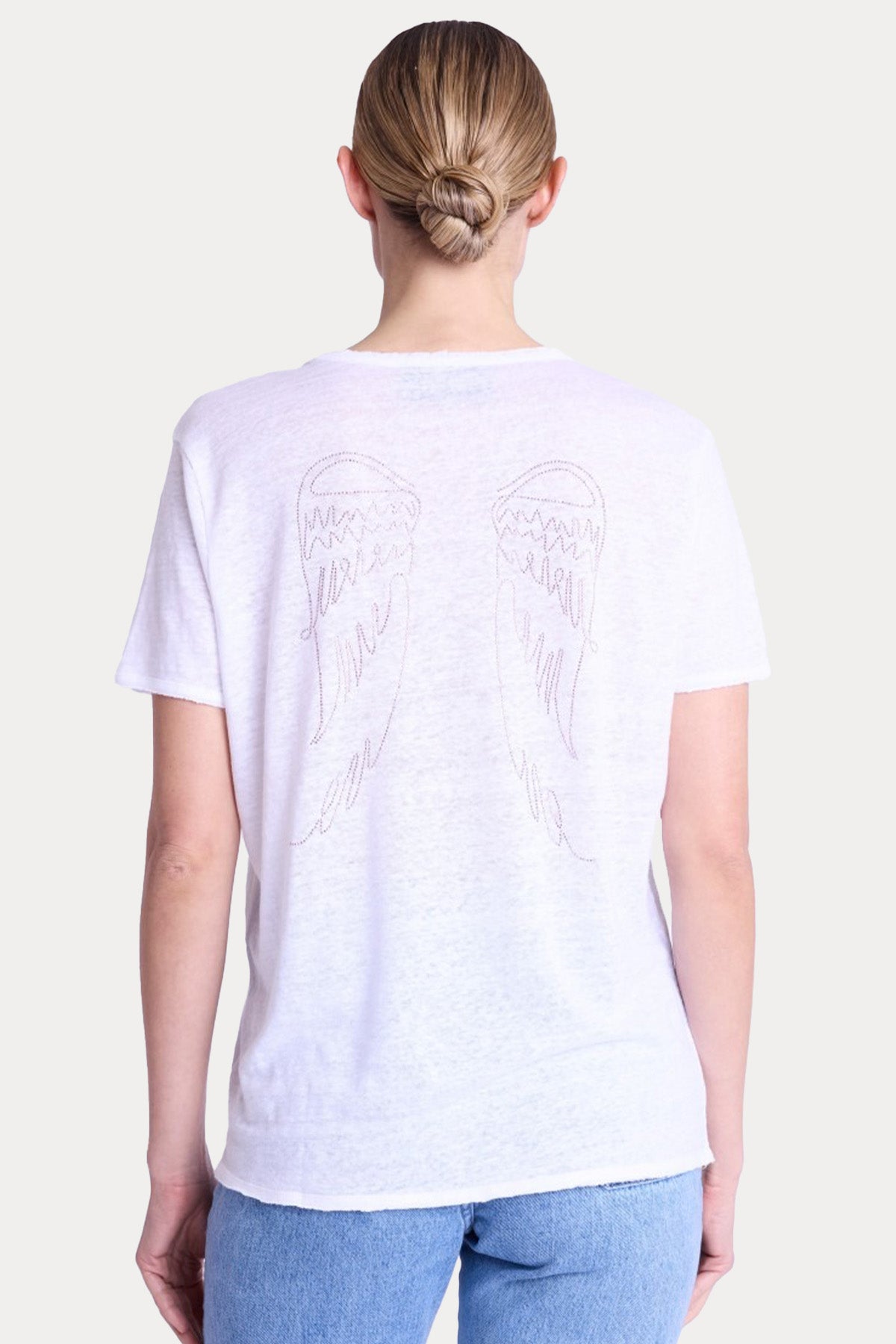 Berenice Emmaailes Regular Fit Kanat Desenli Keten T-shirt