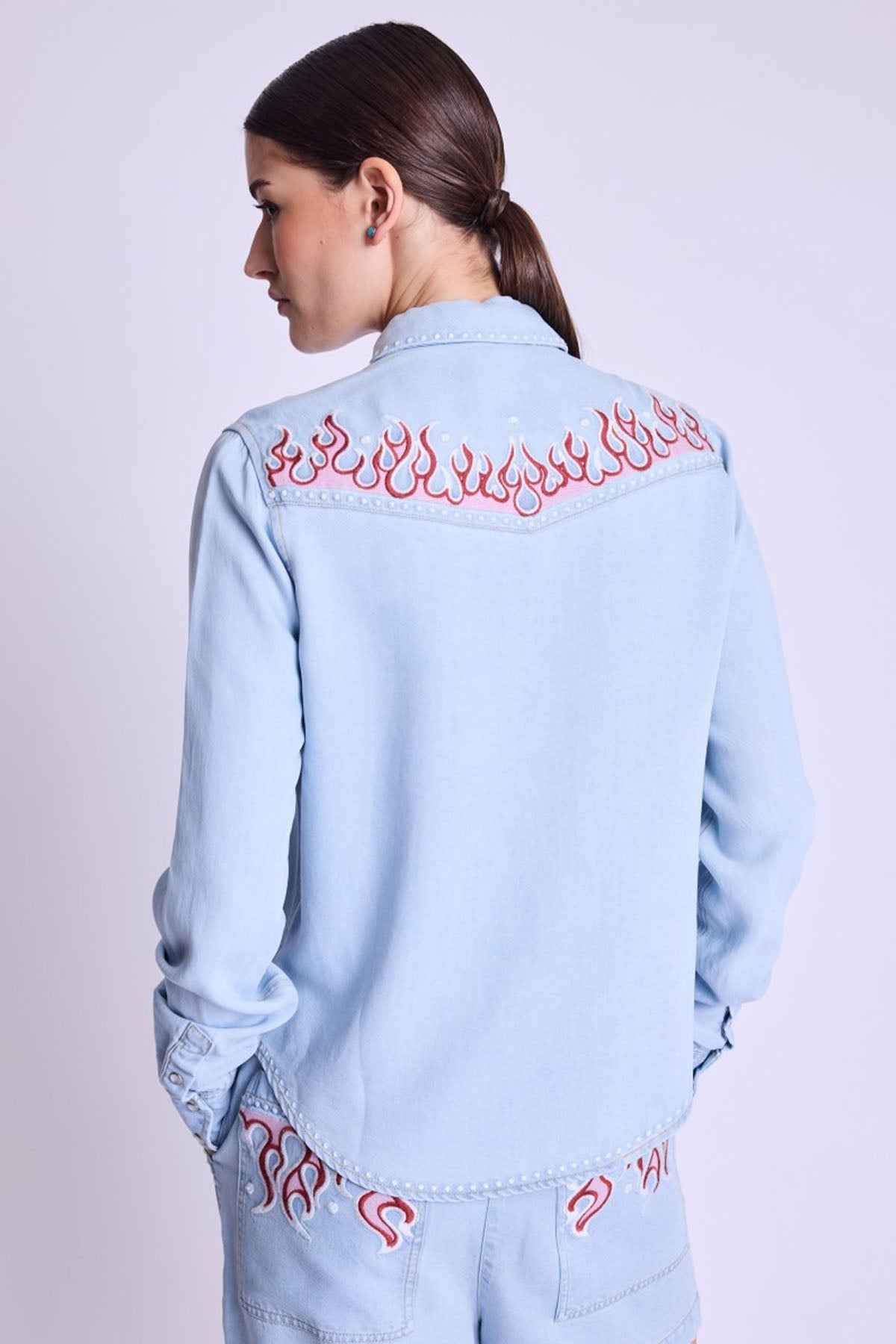 Berenice Cabanaflamme Renkli Nakış Desenli Denim Gömlek