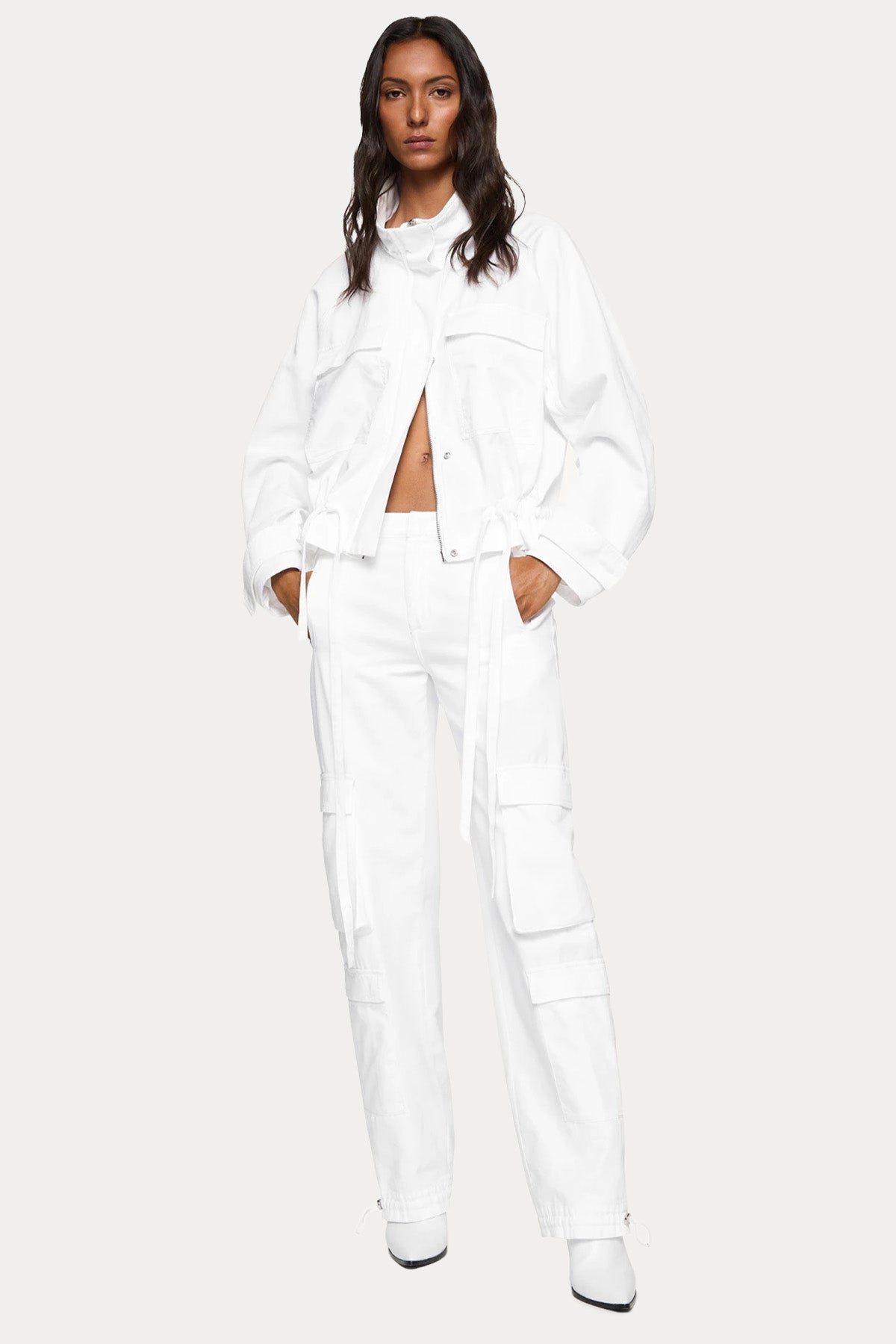 Dondup Dik Yaka Büzgü Detaylı Geniş Kesim Ceket