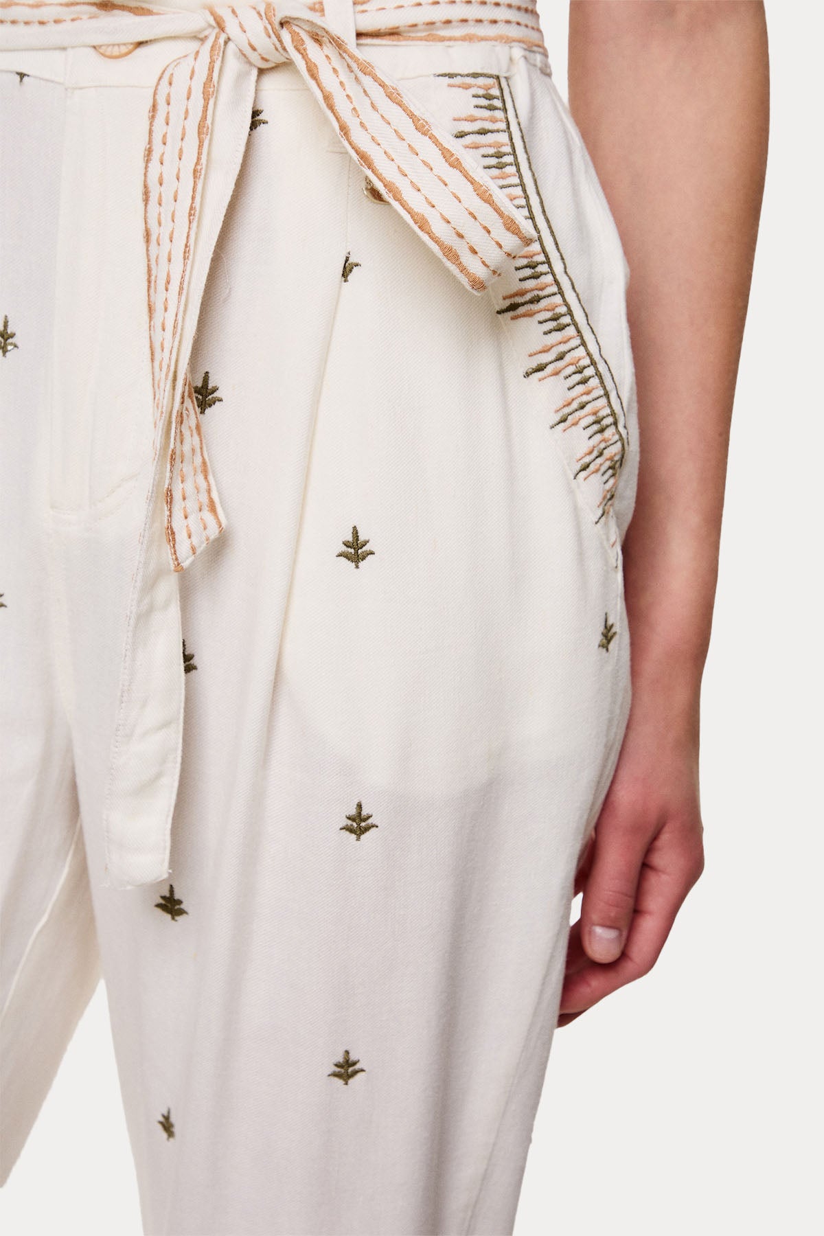 Bsb Desenli Keten Bluz Pantolon Set