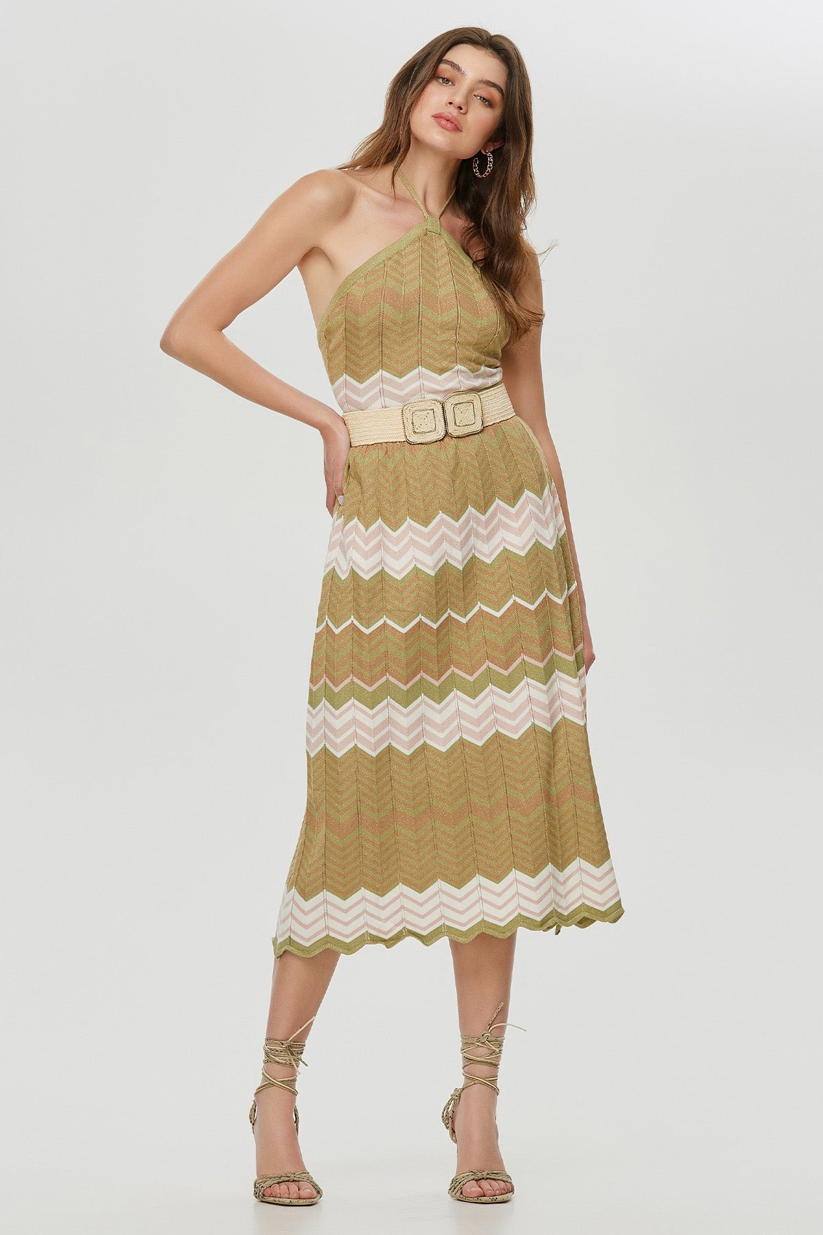 Lynne Örgü Desenli Midi Etek