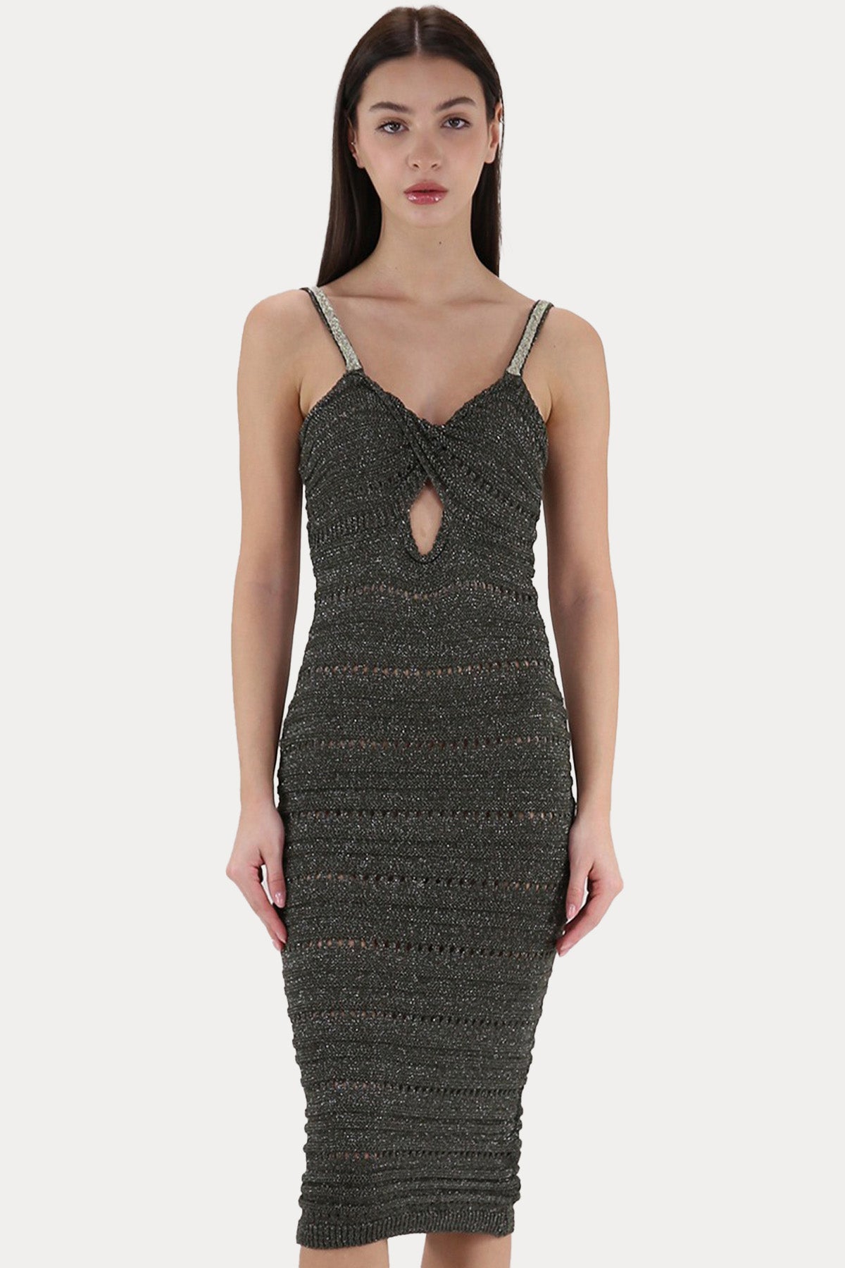 Pho Firenze Örgü Midi Elbise