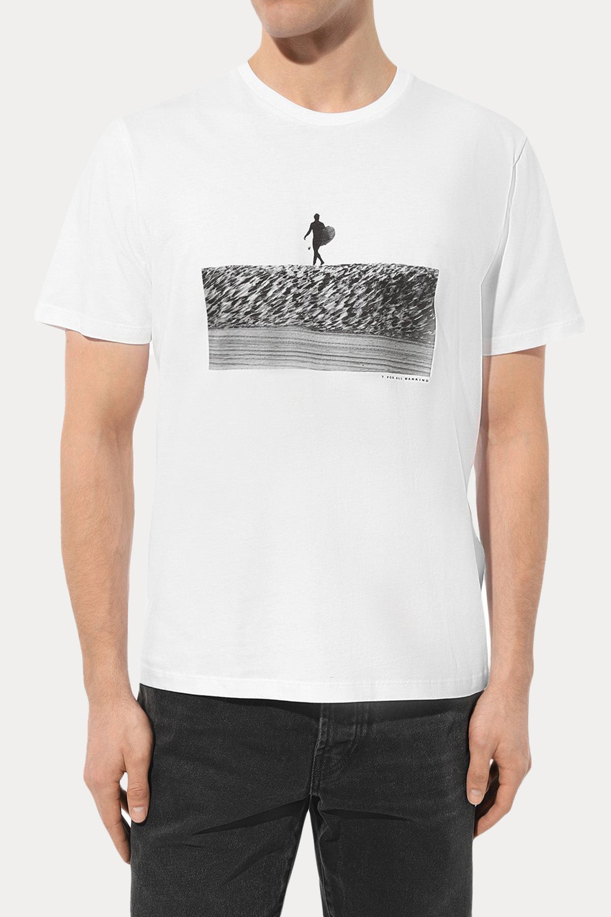 7 For All Mankind Yuvarlak Yaka Desenli T-shirt-T-shirt-Libas
