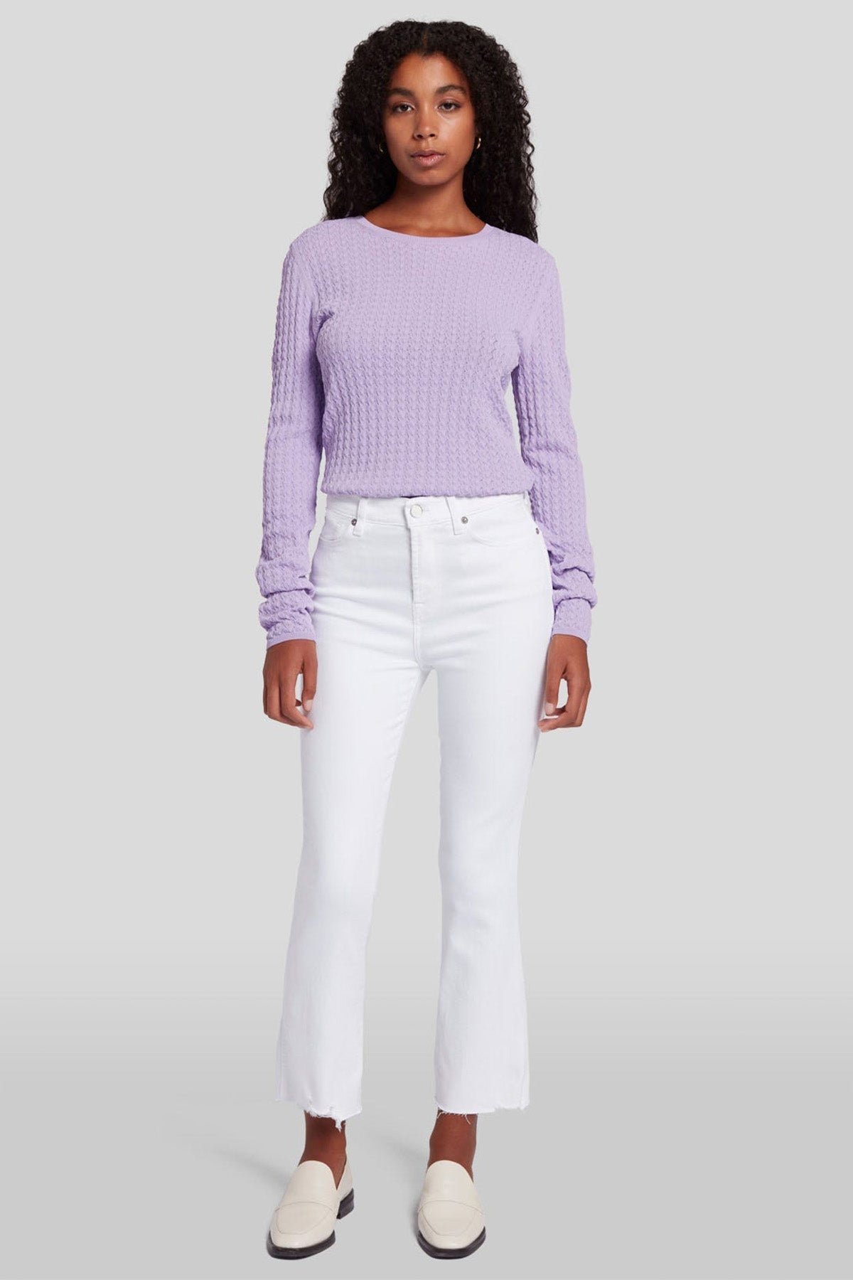 7 For All Mankind Slim Kick Yüksek Bel Doğal Kesim Crop Paça Jeans