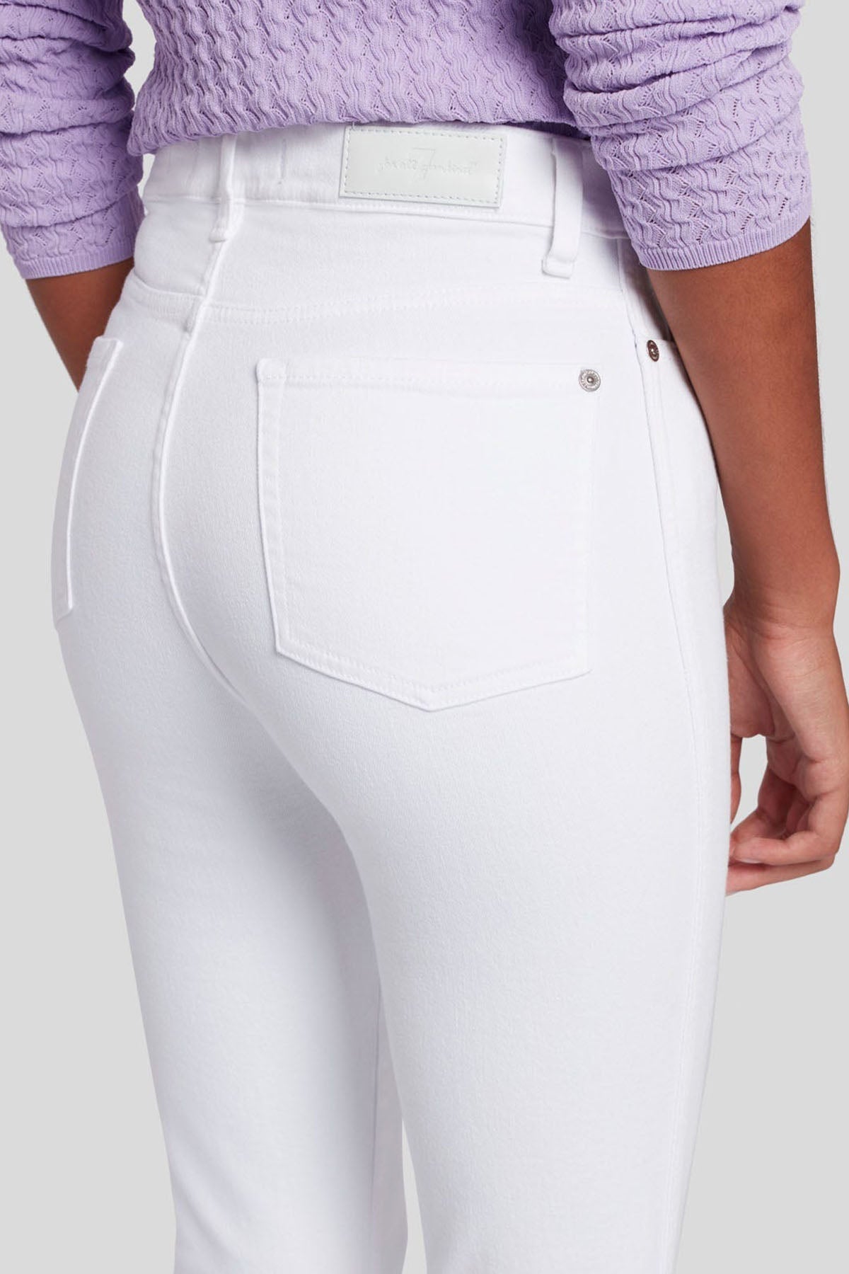 7 For All Mankind Slim Kick Yüksek Bel Doğal Kesim Crop Paça Jeans