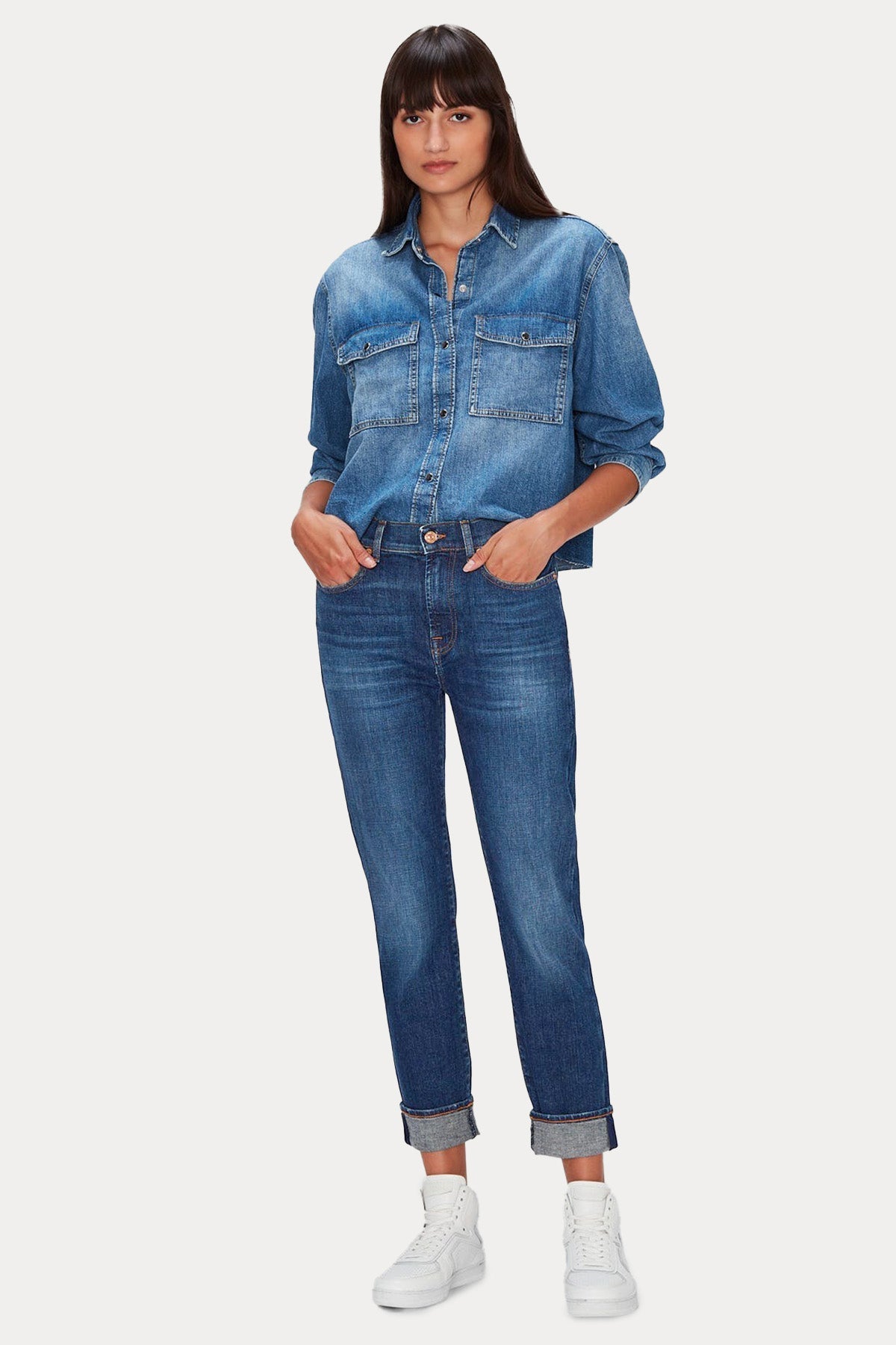 7 For All Mankind Relaxed Skinny Fit Yıkamalı Jeans