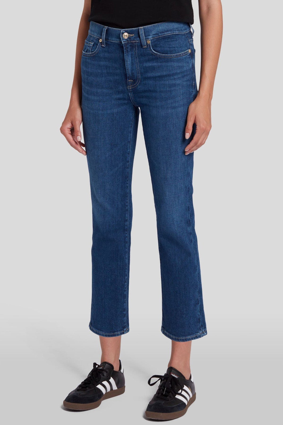 7 For All Mankind Straight Slim Fit Crop Paça Jeans