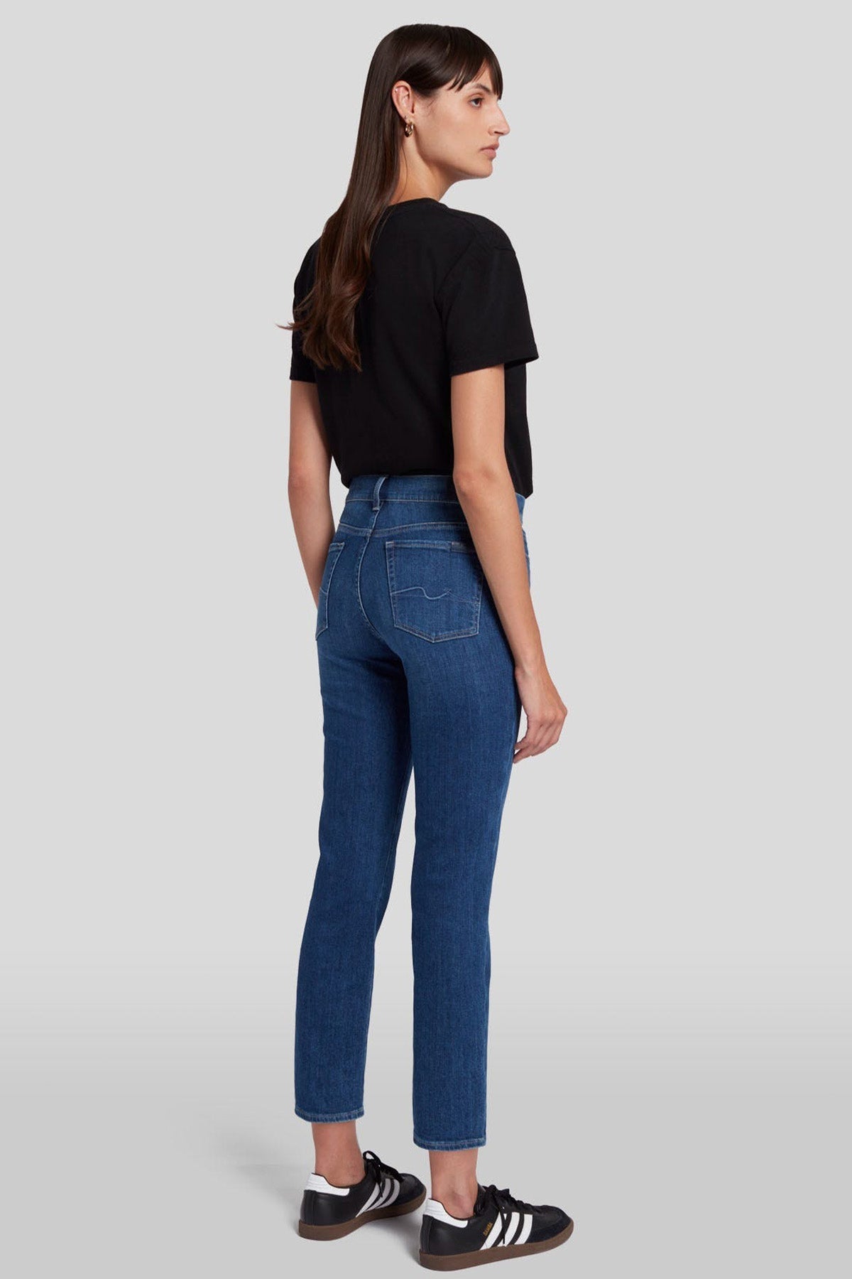 7 For All Mankind Straight Slim Fit Crop Paça Jeans-Jeans-Libas
