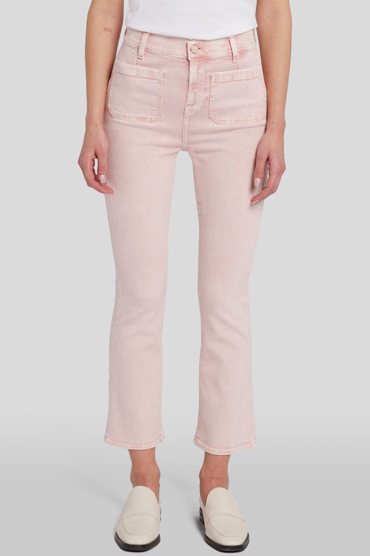 7 For All Mankind Luxe Vintage Slim Fit Yüksek Bel Crop Paça Jeans