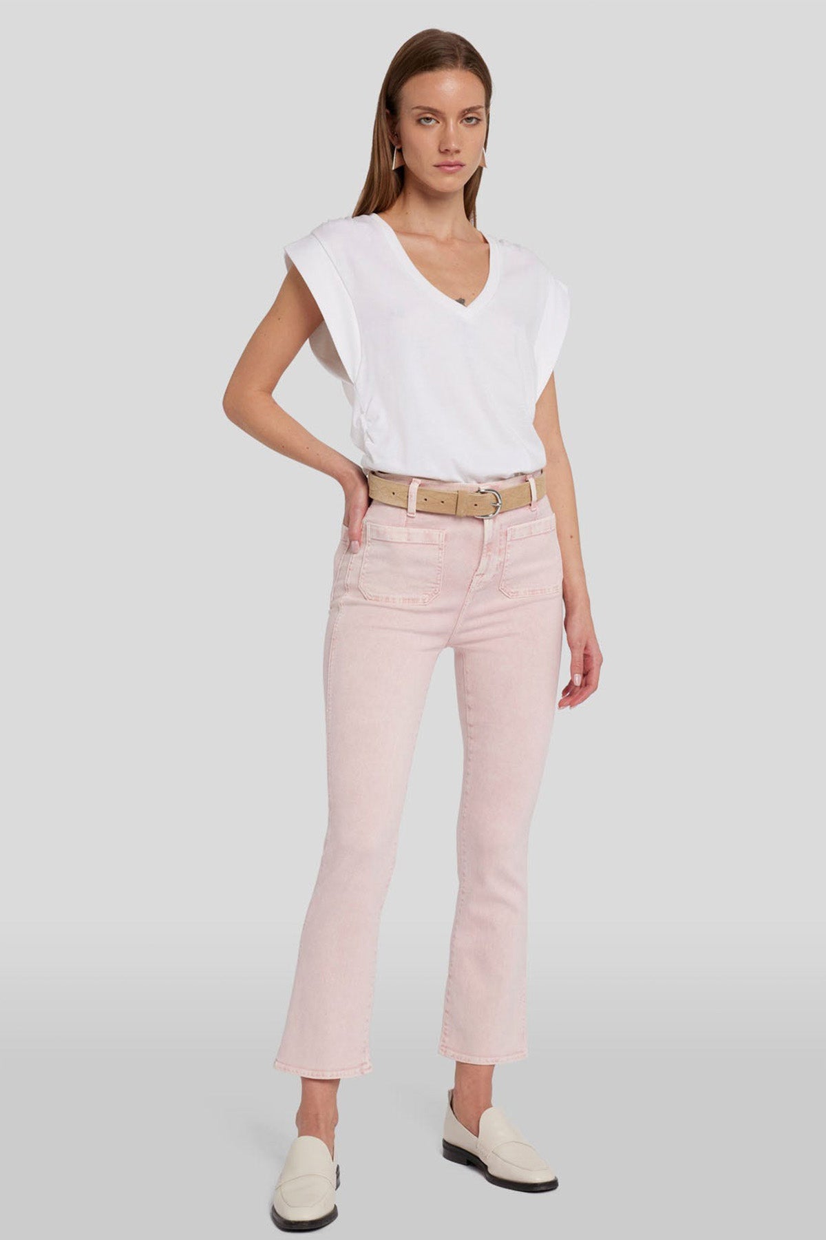 7 For All Mankind Luxe Vintage Slim Fit Yüksek Bel Crop Paça Jeans