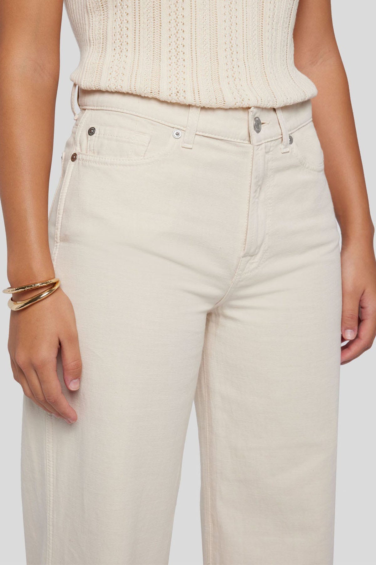 7 For All Mankind Yüksek Bel Keten Geniş Paça Jeans