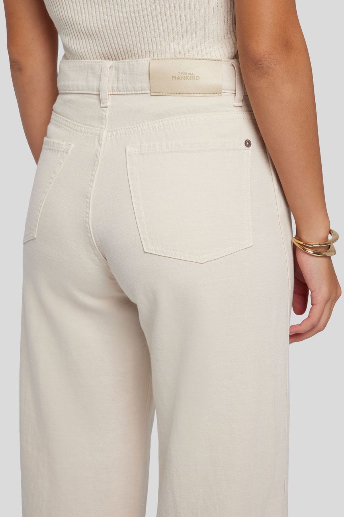 7 For All Mankind Yüksek Bel Keten Geniş Paça Jeans