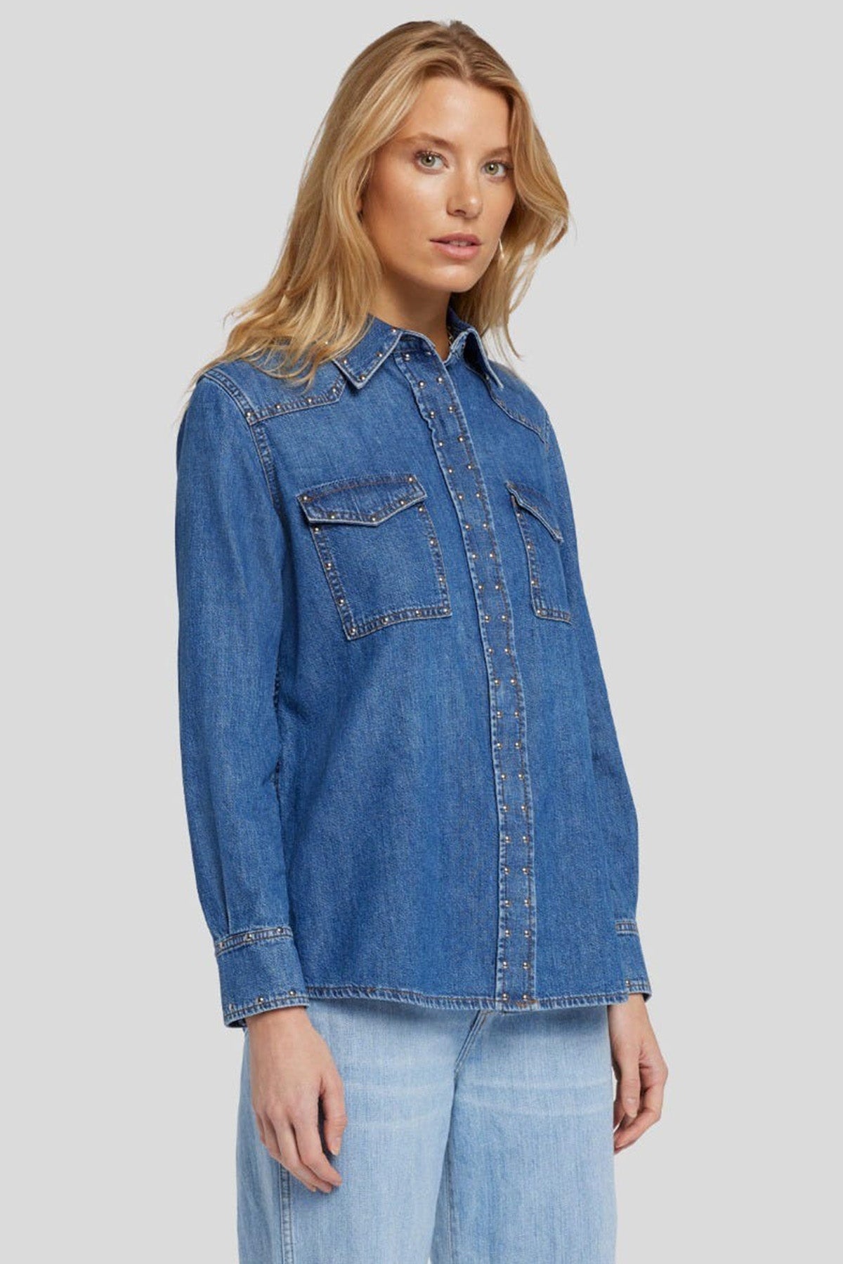 7 For All Mankind Troklu Cep Detaylı Denim Gömlek-Gömlek-Libas