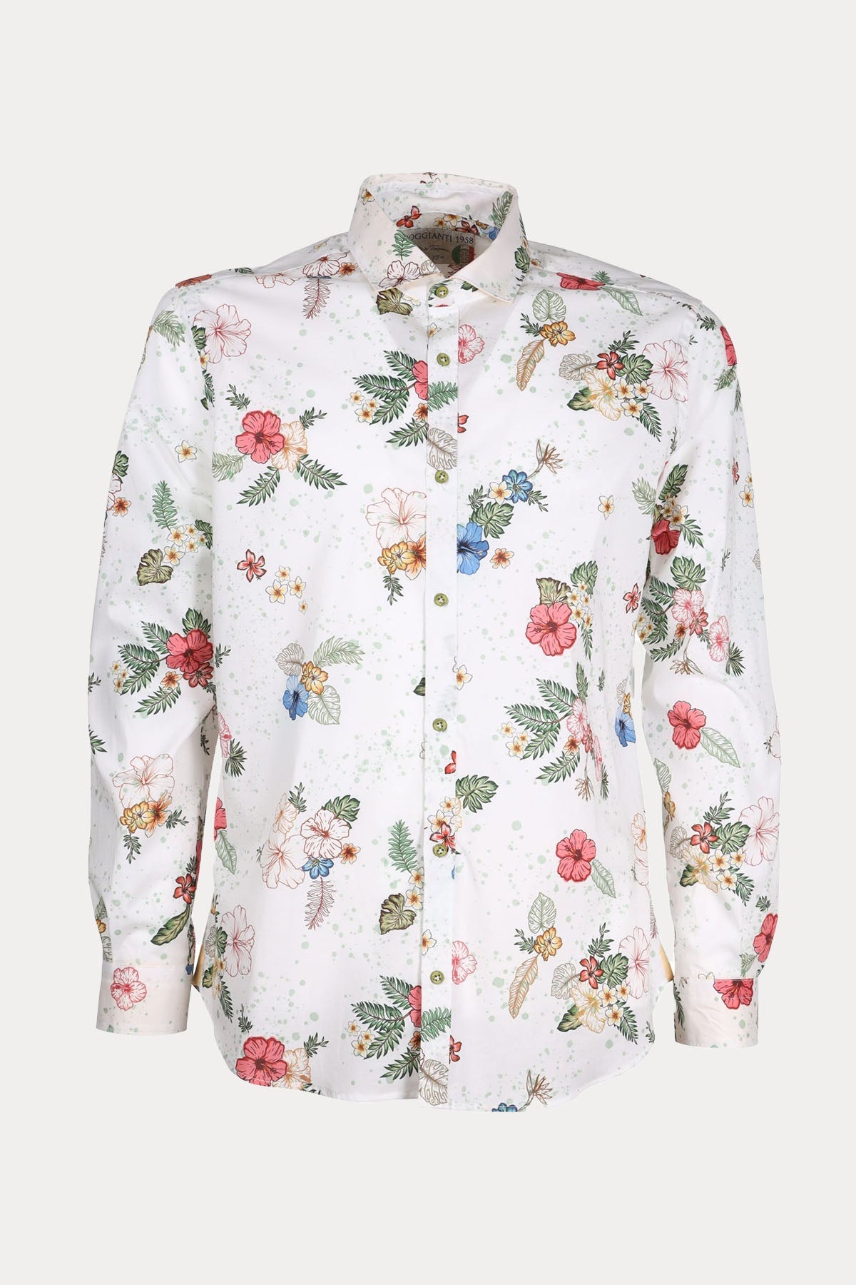 Poggianti Pisa İtalyan Yaka Çiçek Desenli Gömlek