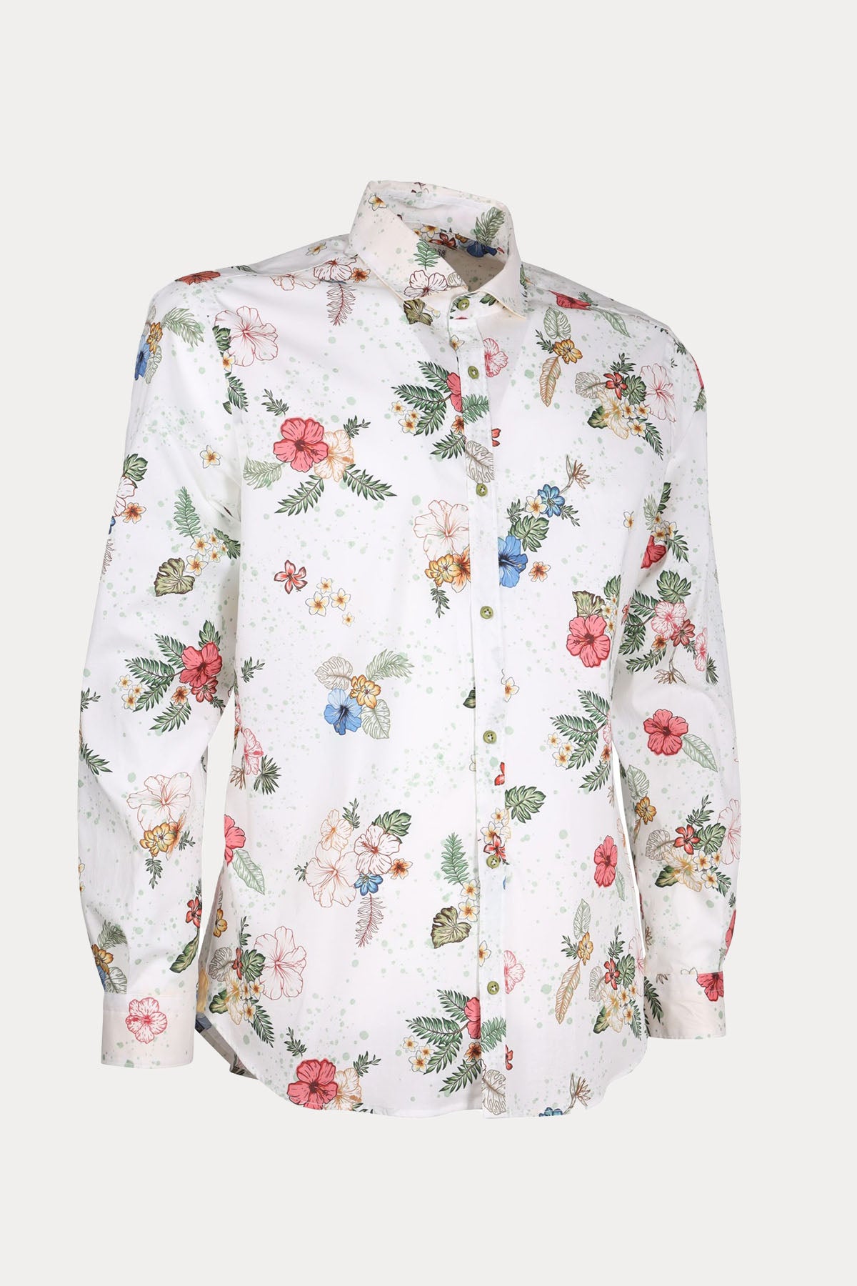 Poggianti Pisa İtalyan Yaka Çiçek Desenli Gömlek