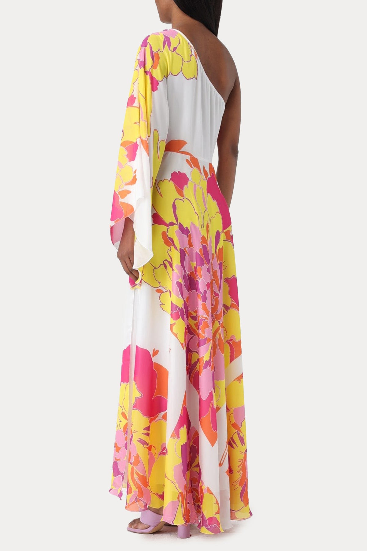 Hanita Tek Omuz Desenli Maxi Abiye Elbise