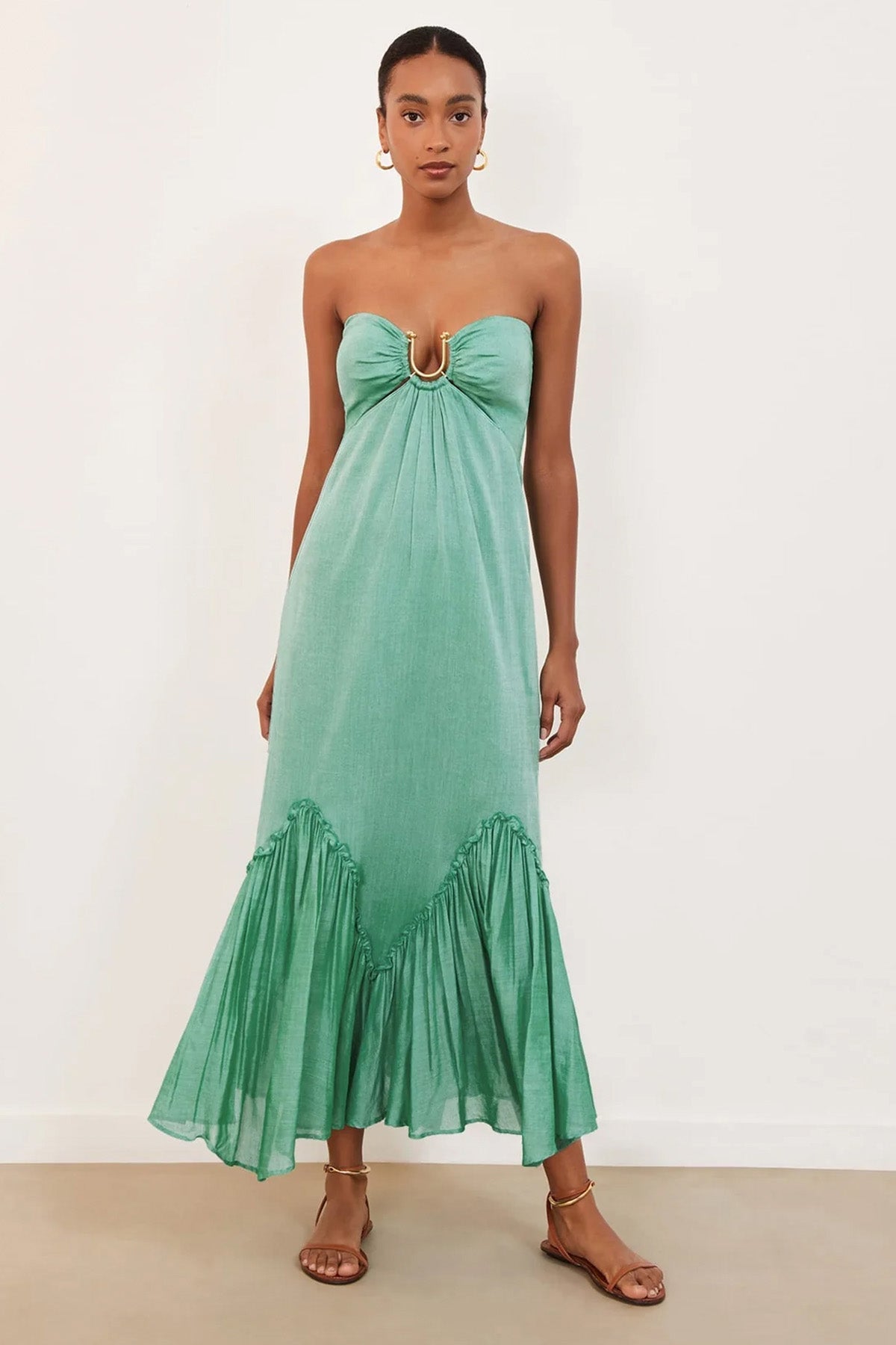 Vix Solid Harper Boyun Askılı Straplez Maxi Elbise